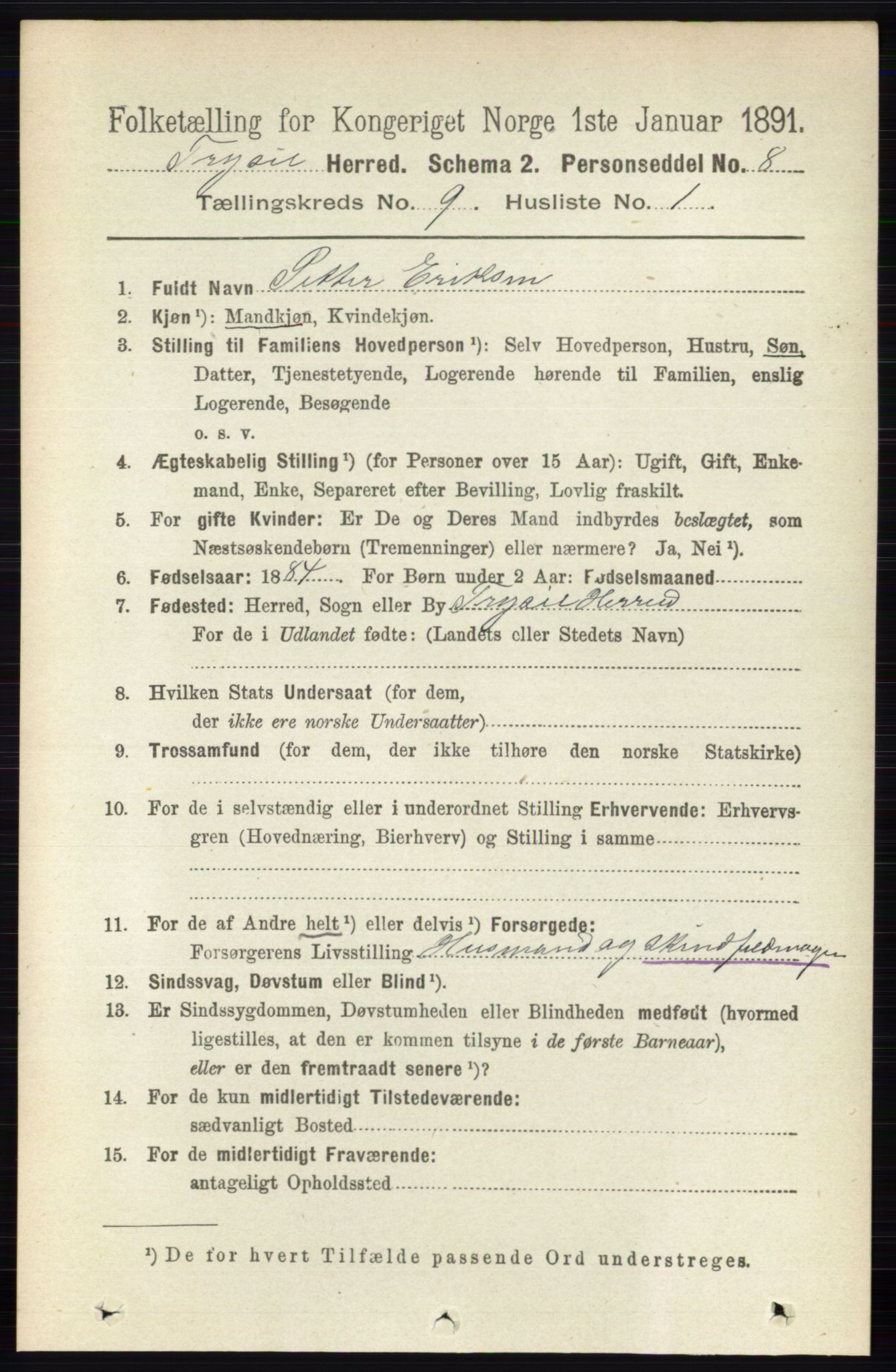 RA, 1891 census for 0428 Trysil, 1891, p. 4194