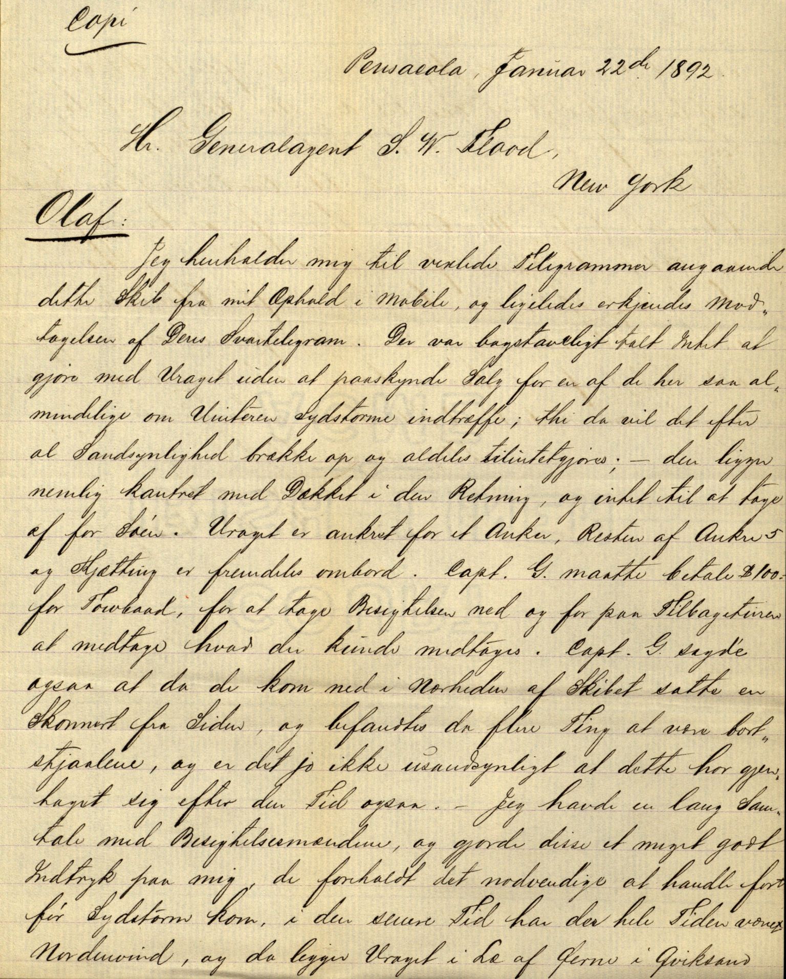 Pa 63 - Østlandske skibsassuranceforening, VEMU/A-1079/G/Ga/L0028/0005: Havaridokumenter / Tjømø, Magnolia, Caroline, Olaf, Stjernen, 1892, p. 125