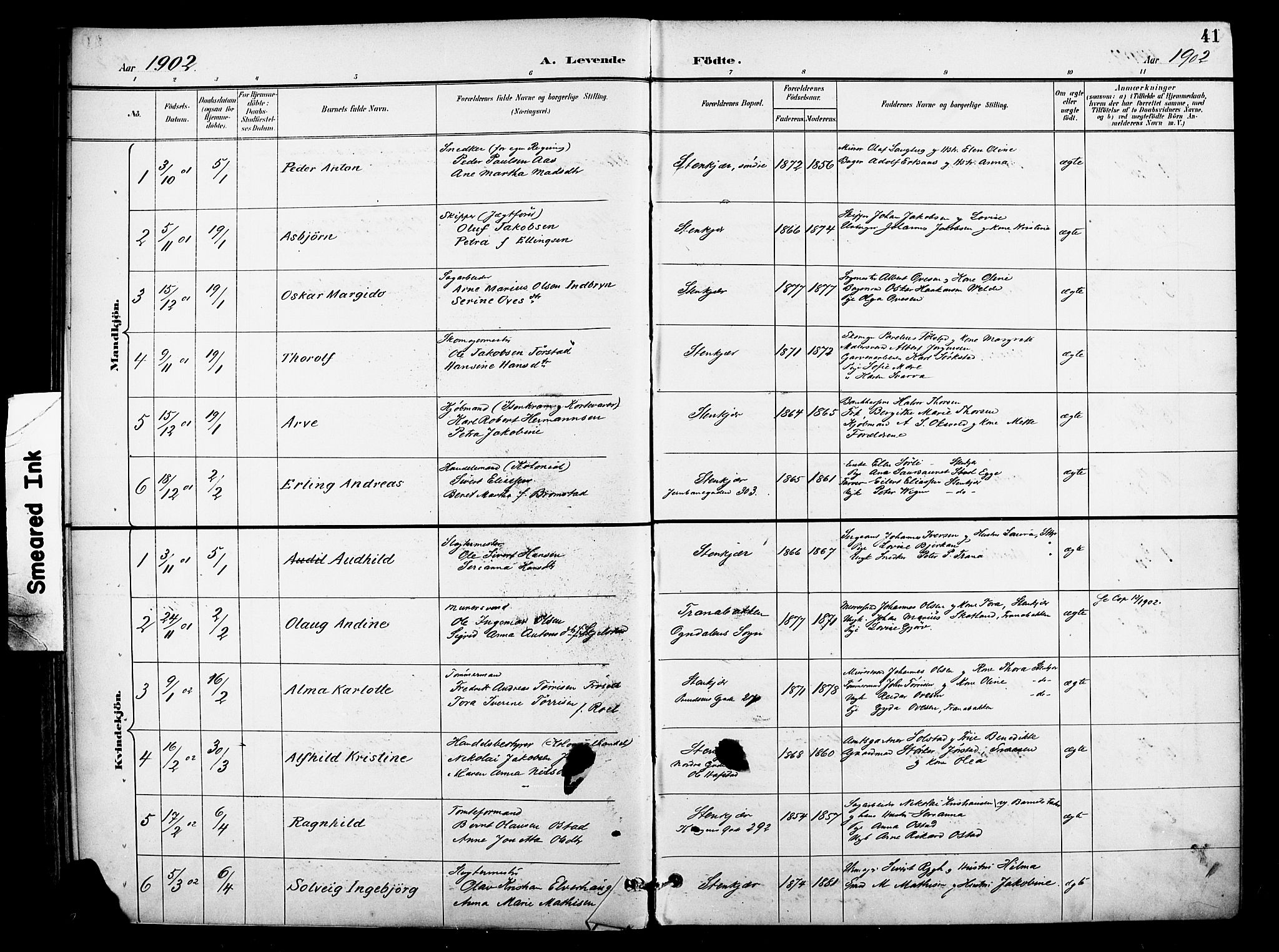 Ministerialprotokoller, klokkerbøker og fødselsregistre - Nord-Trøndelag, SAT/A-1458/739/L0372: Parish register (official) no. 739A04, 1895-1903, p. 41