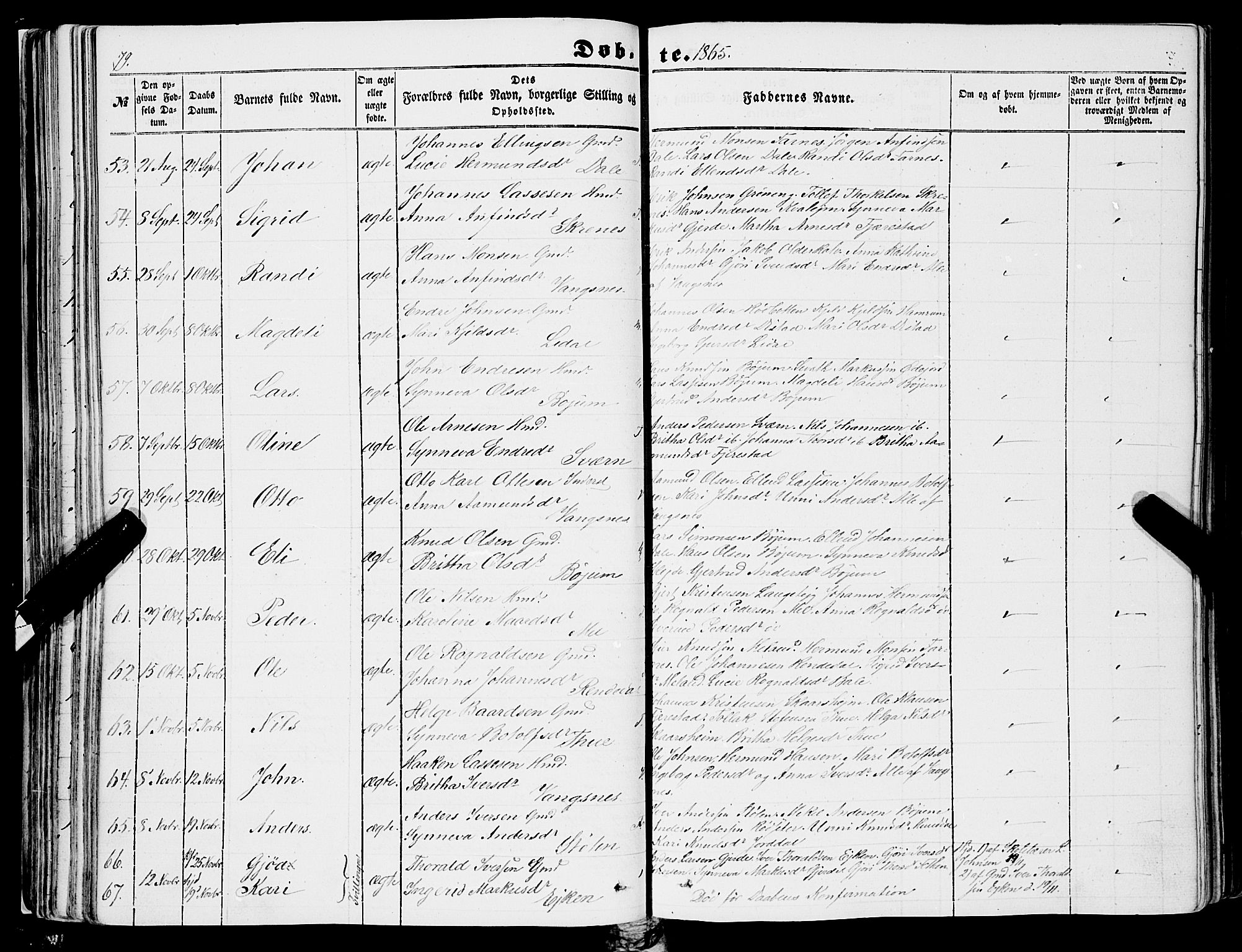 Balestrand sokneprestembete, AV/SAB-A-79601/H/Haa/Haaa/L0002: Parish register (official) no. A 2, 1847-1866, p. 79