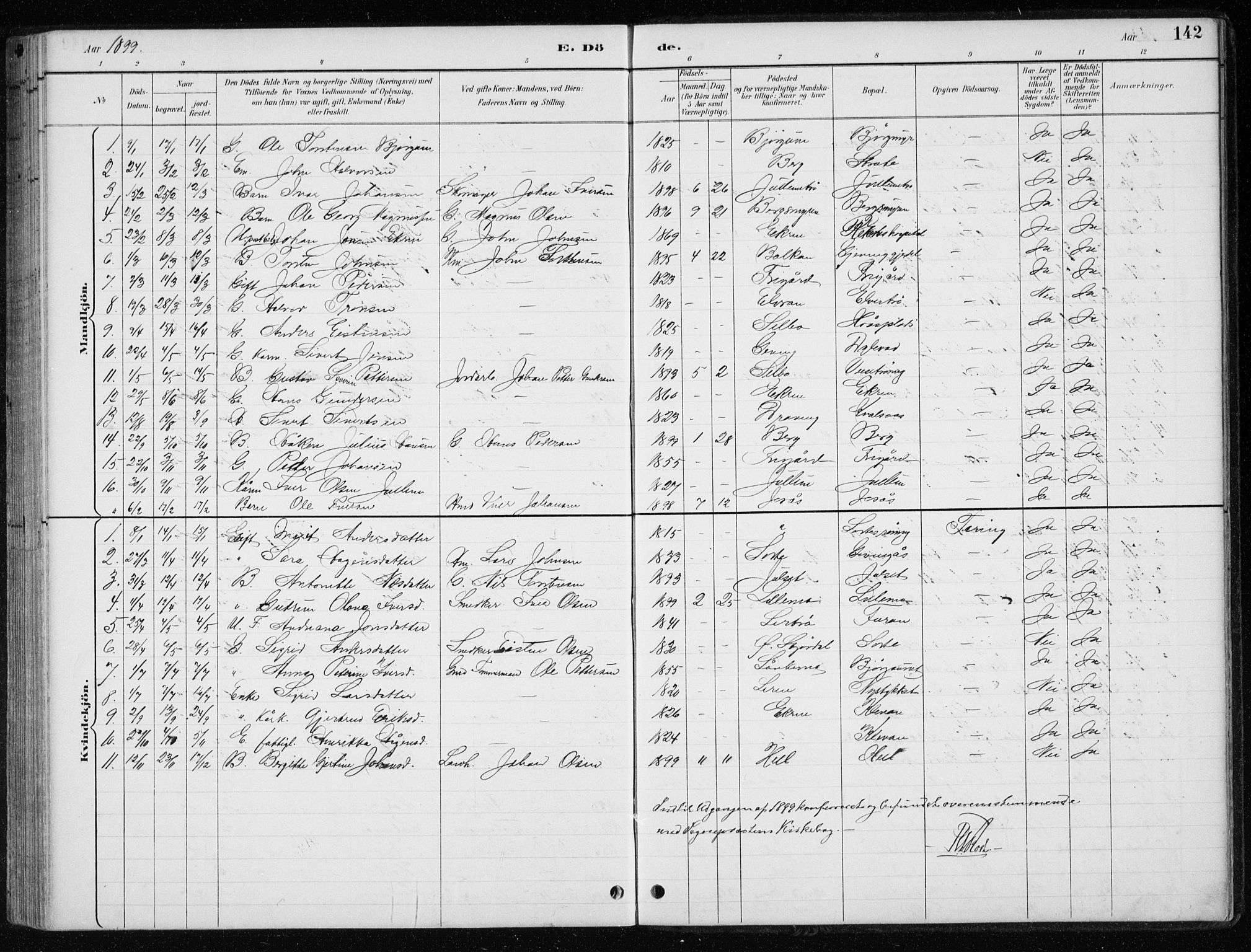 Ministerialprotokoller, klokkerbøker og fødselsregistre - Nord-Trøndelag, SAT/A-1458/710/L0096: Parish register (copy) no. 710C01, 1892-1925, p. 142