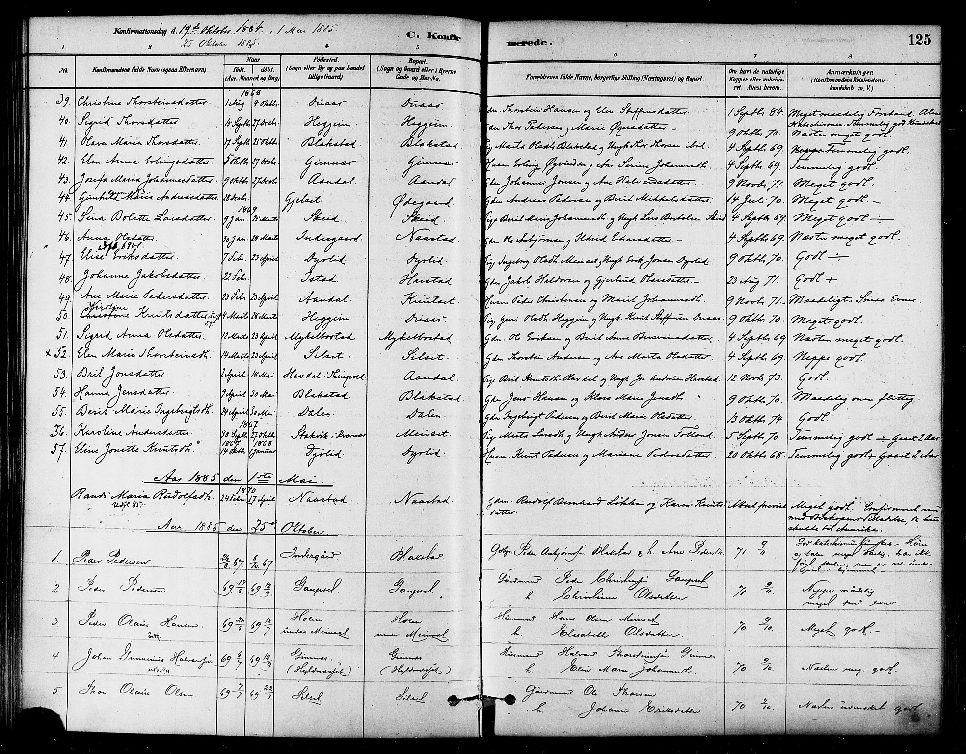 Ministerialprotokoller, klokkerbøker og fødselsregistre - Møre og Romsdal, AV/SAT-A-1454/584/L0967: Parish register (official) no. 584A07, 1879-1894, p. 125