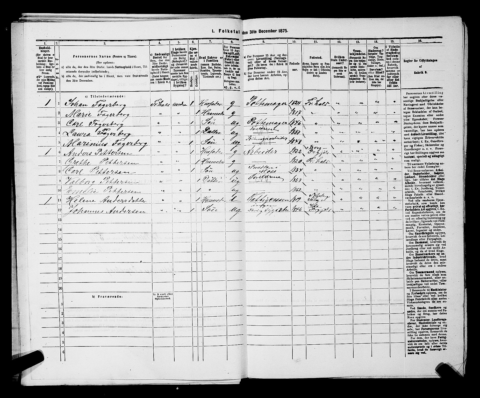 RA, 1875 census for 0101P Fredrikshald, 1875, p. 1406