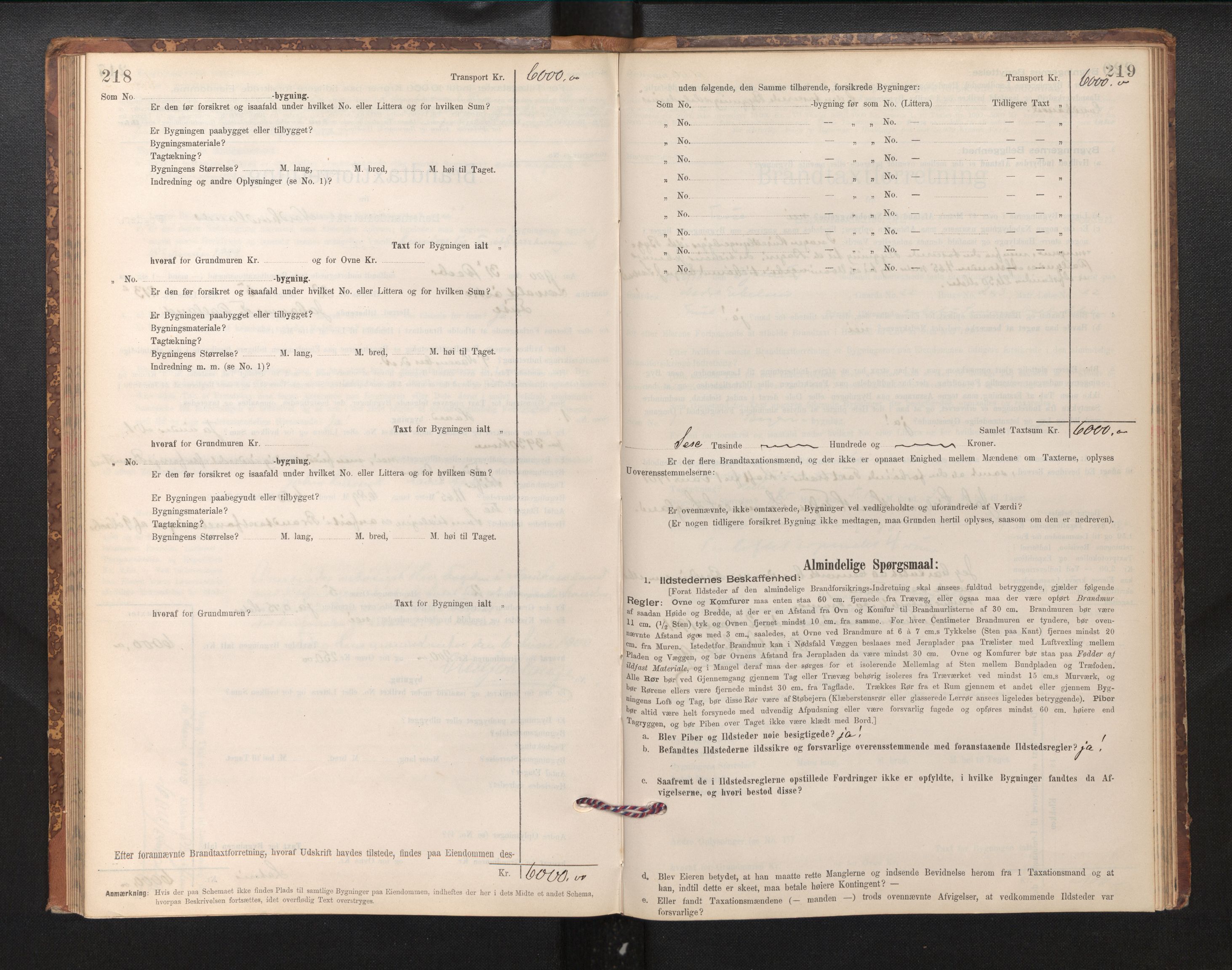 Lensmannen i Fusa, SAB/A-32401/1/0012/L0003: Branntakstprotokoll, skjematakst, 1895-1950, p. 218-219