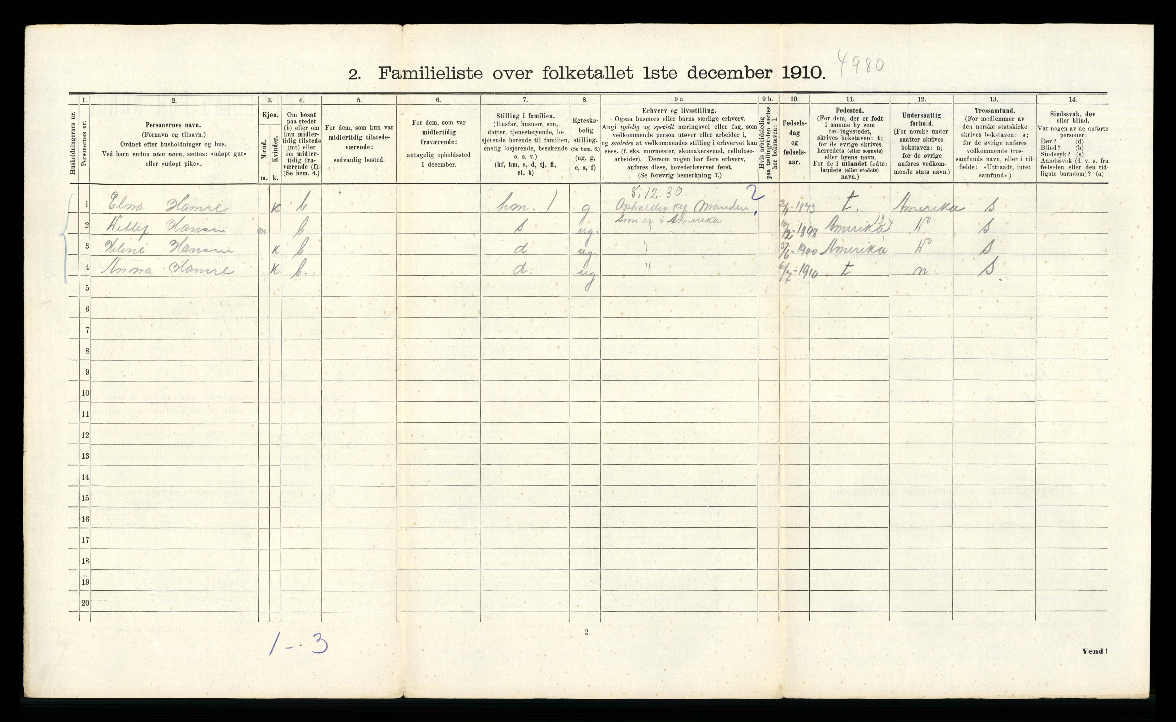 RA, 1910 census for Bergen, 1910, p. 8374