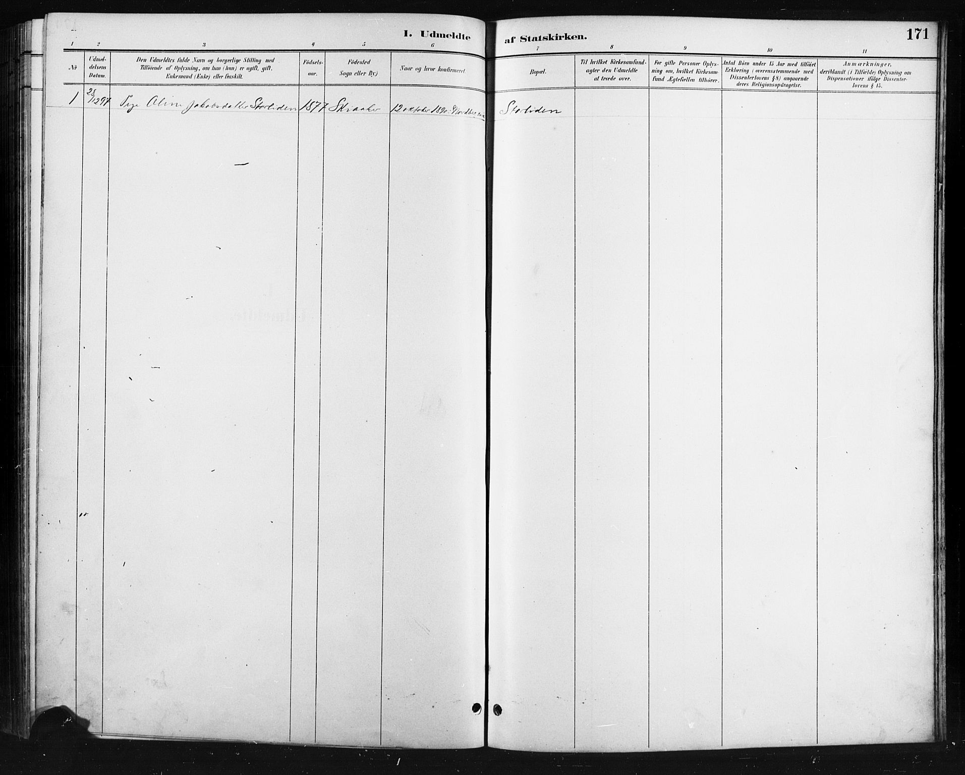 Skjåk prestekontor, SAH/PREST-072/H/Ha/Hab/L0004: Parish register (copy) no. 4, 1895-1921, p. 171
