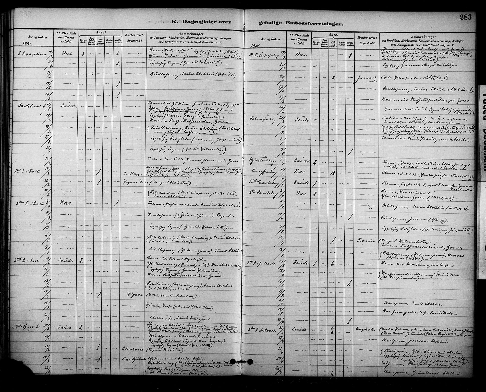 Sauherad kirkebøker, AV/SAKO-A-298/F/Fa/L0009: Parish register (official) no. I 9, 1887-1912, p. 283