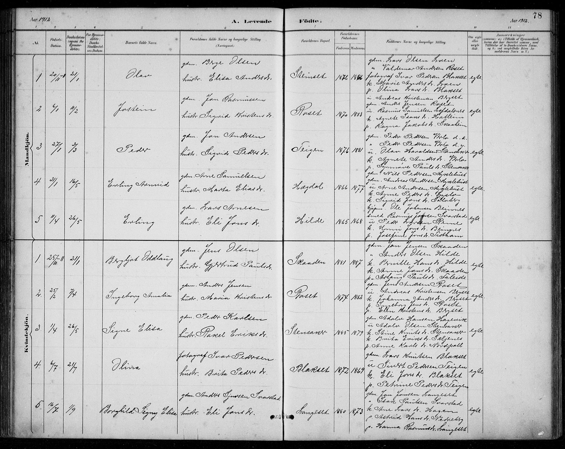 Innvik sokneprestembete, AV/SAB-A-80501: Parish register (copy) no. A 3, 1886-1912, p. 78