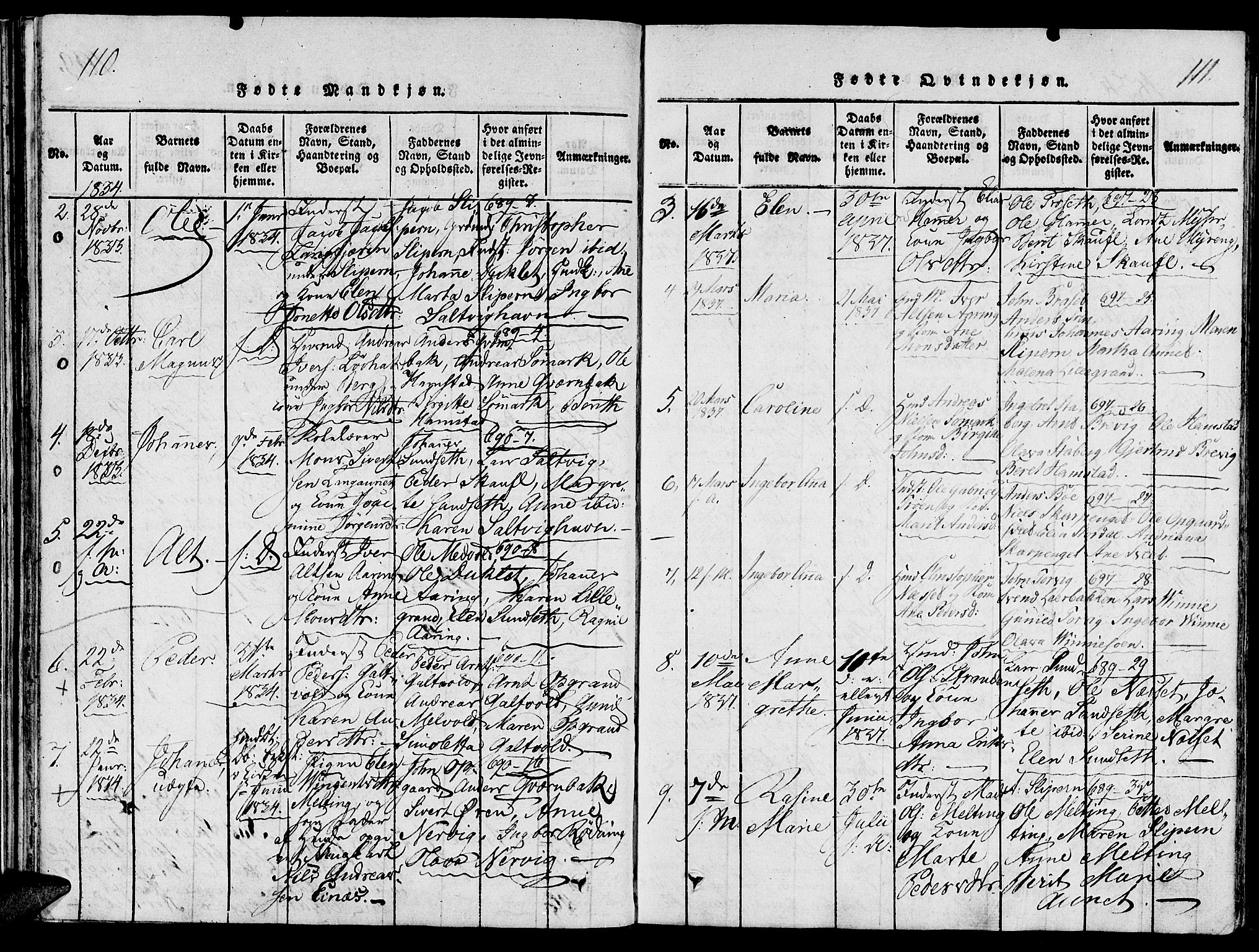 Ministerialprotokoller, klokkerbøker og fødselsregistre - Nord-Trøndelag, AV/SAT-A-1458/733/L0322: Parish register (official) no. 733A01, 1817-1842, p. 110-111