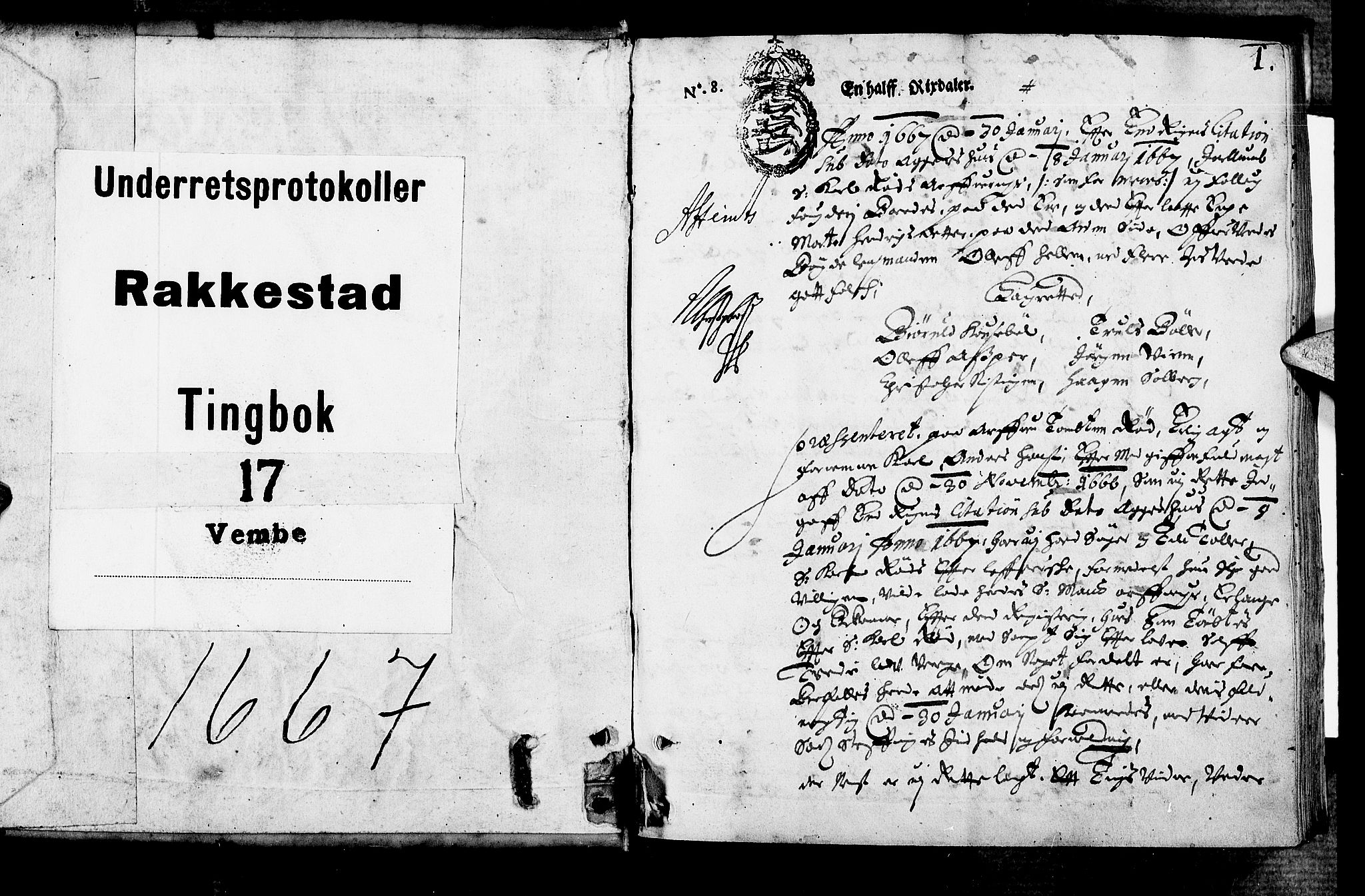Rakkestad sorenskriveri, SAO/A-10686/F/Fb/L0017: Tingbøker, 1667, p. 0b-1a