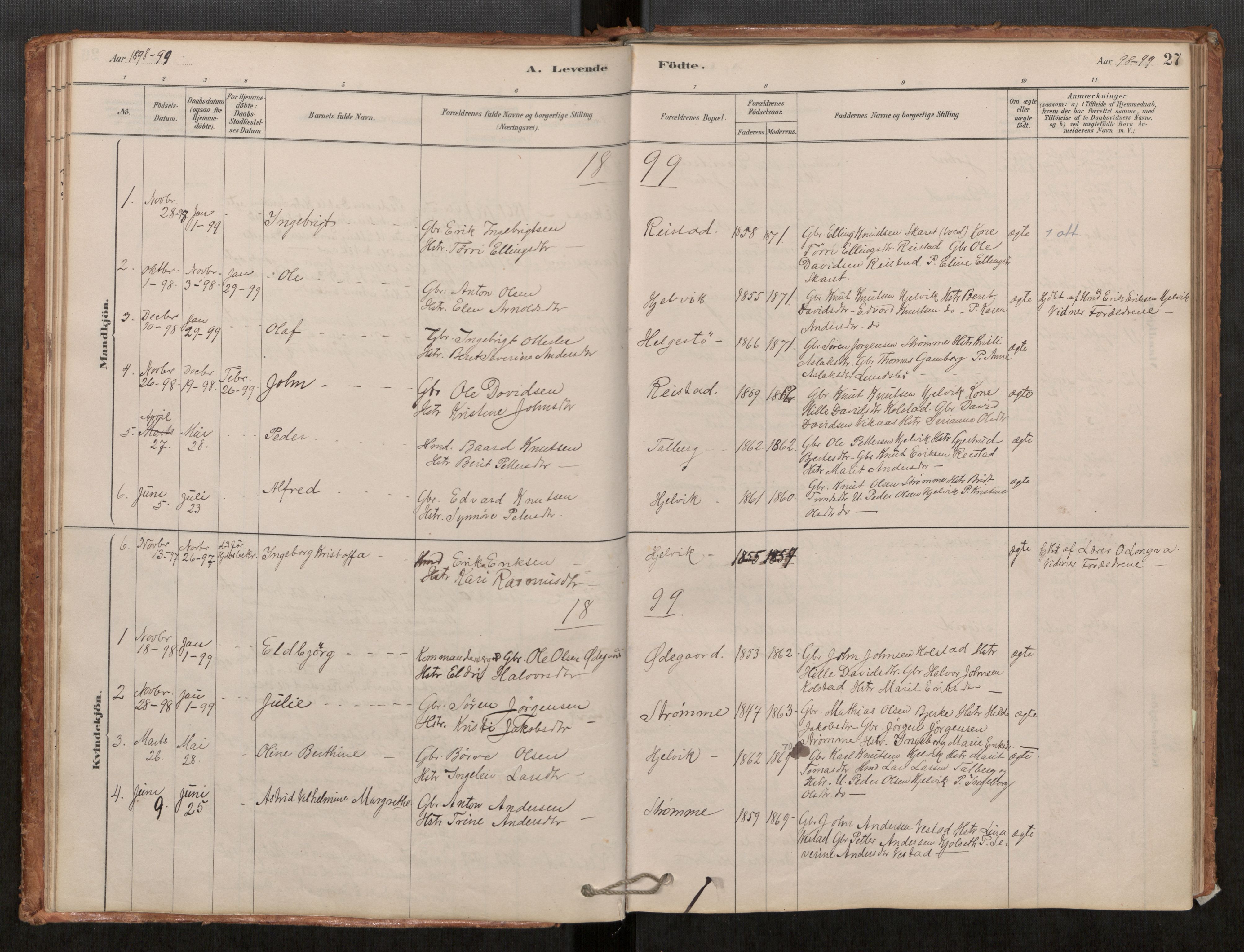 Ministerialprotokoller, klokkerbøker og fødselsregistre - Møre og Romsdal, AV/SAT-A-1454/550/L0621: Parish register (official) no. 550A01, 1878-1915, p. 27