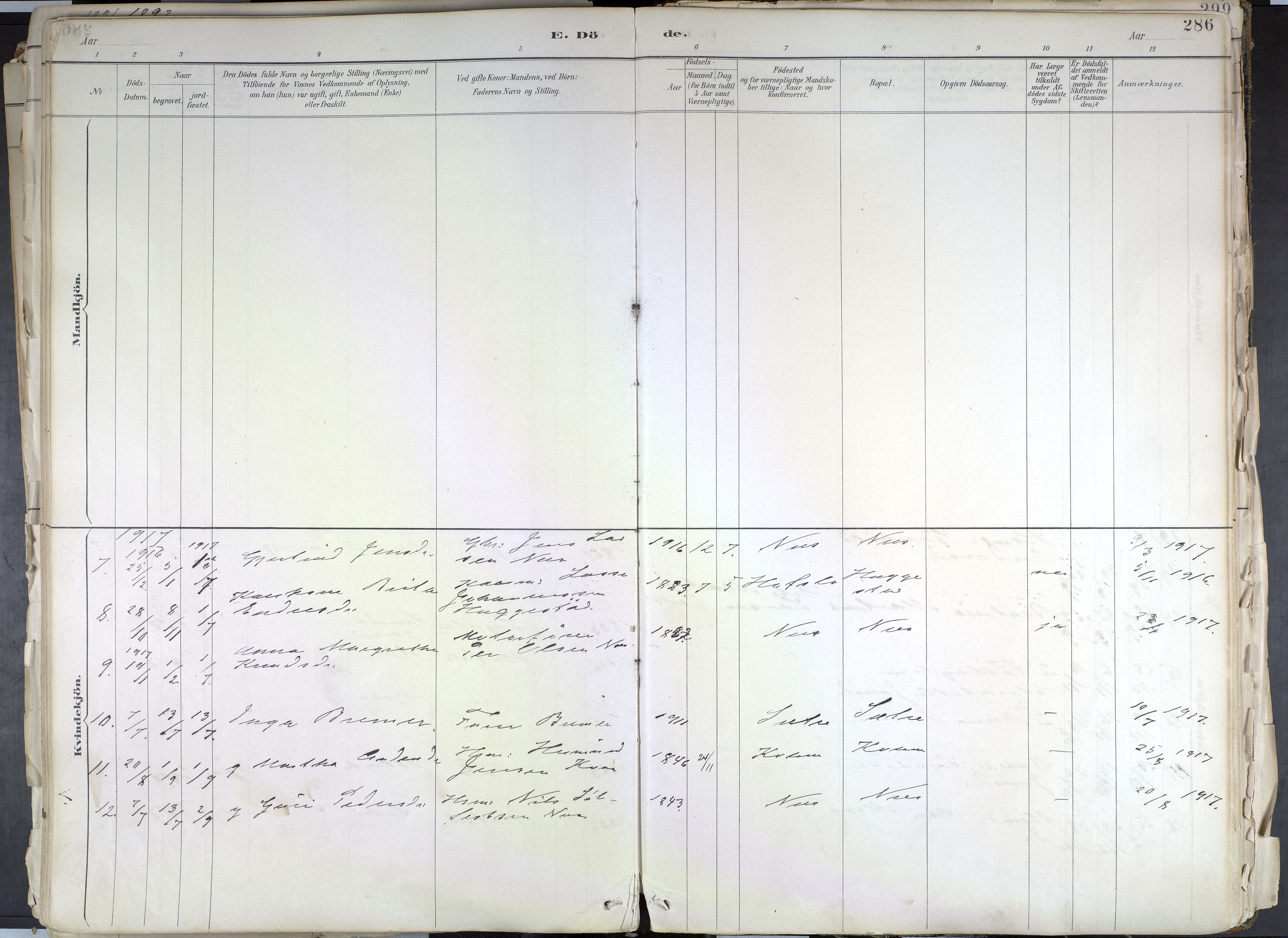 Hafslo sokneprestembete, AV/SAB-A-80301/H/Haa/Haab/L0001: Parish register (official) no. B 1, 1886-1945, p. 286