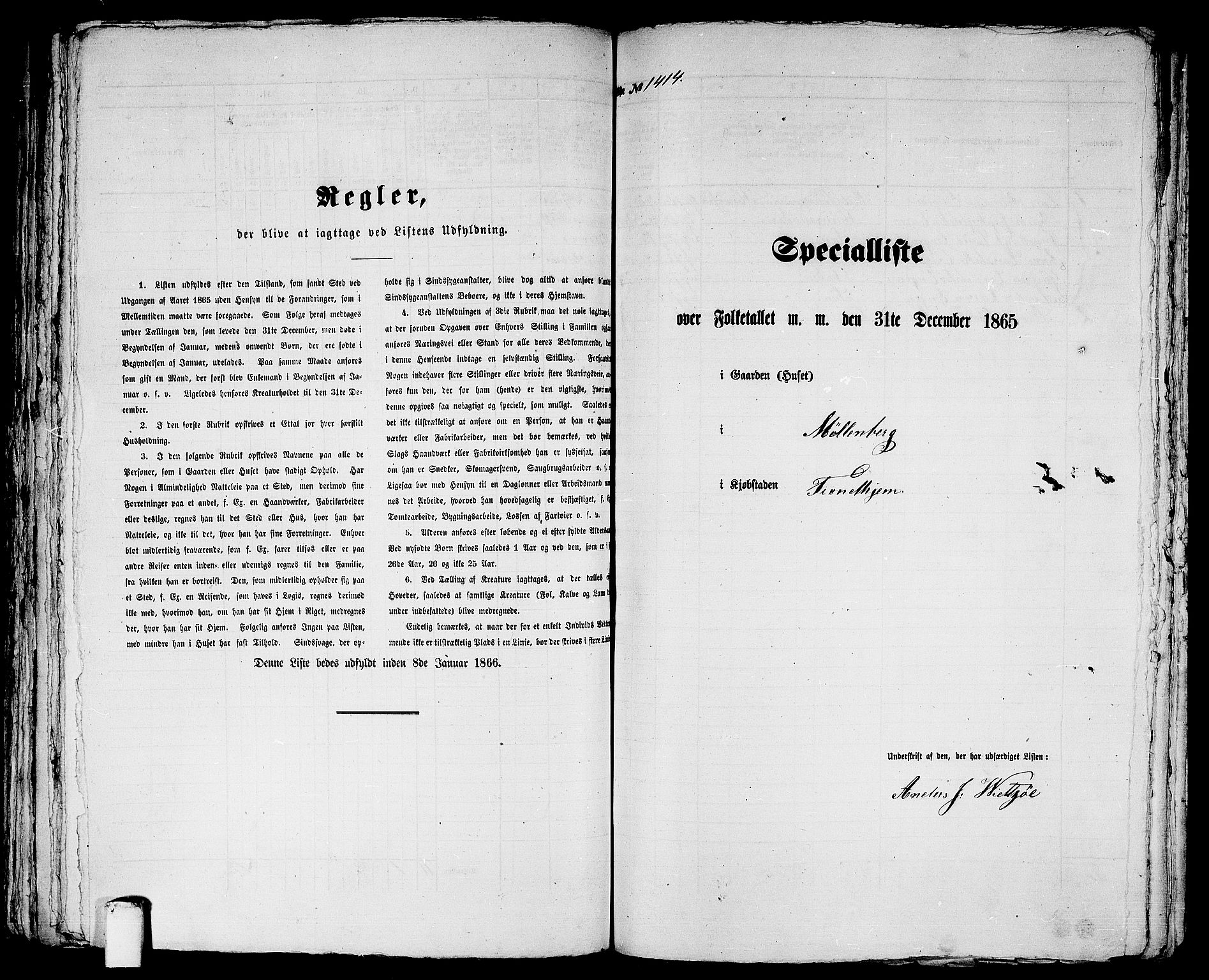 RA, 1865 census for Trondheim, 1865, p. 2927