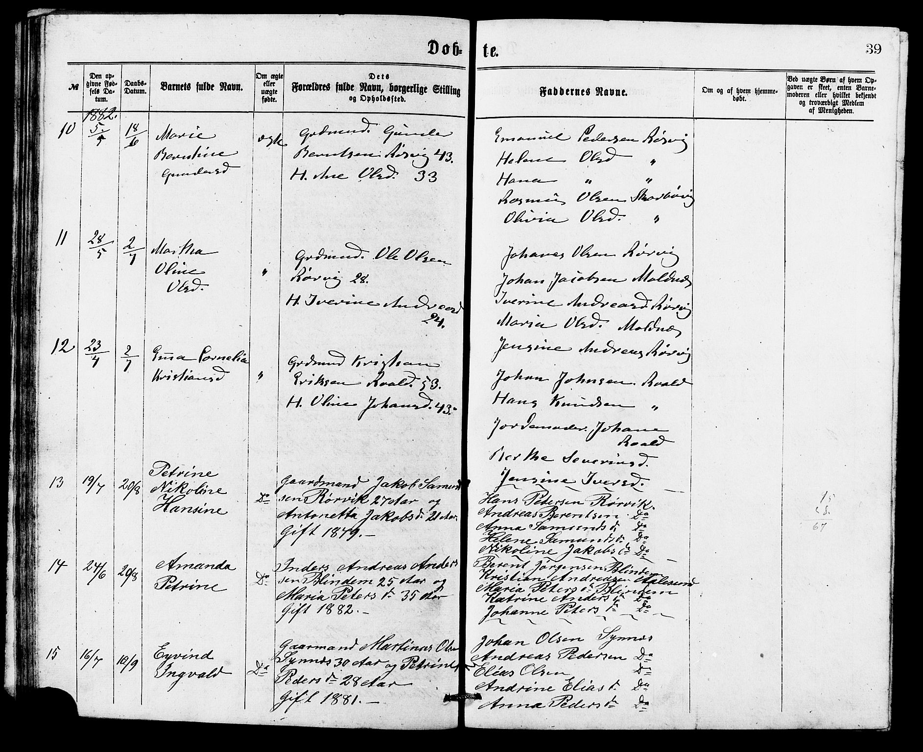 Ministerialprotokoller, klokkerbøker og fødselsregistre - Møre og Romsdal, AV/SAT-A-1454/537/L0521: Parish register (copy) no. 537C02, 1869-1888, p. 39