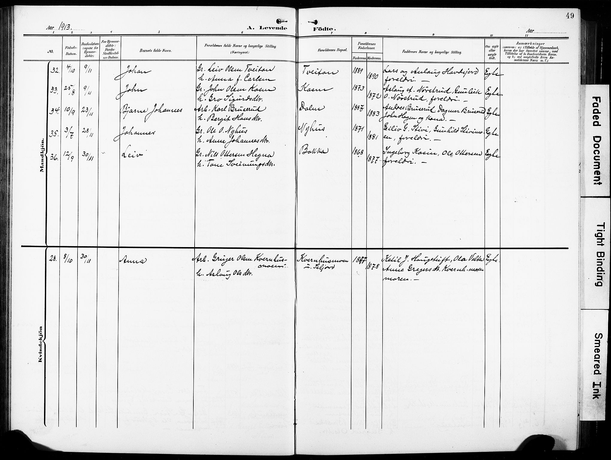 Heddal kirkebøker, SAKO/A-268/G/Ga/L0003: Parish register (copy) no. I 3, 1908-1932, p. 49