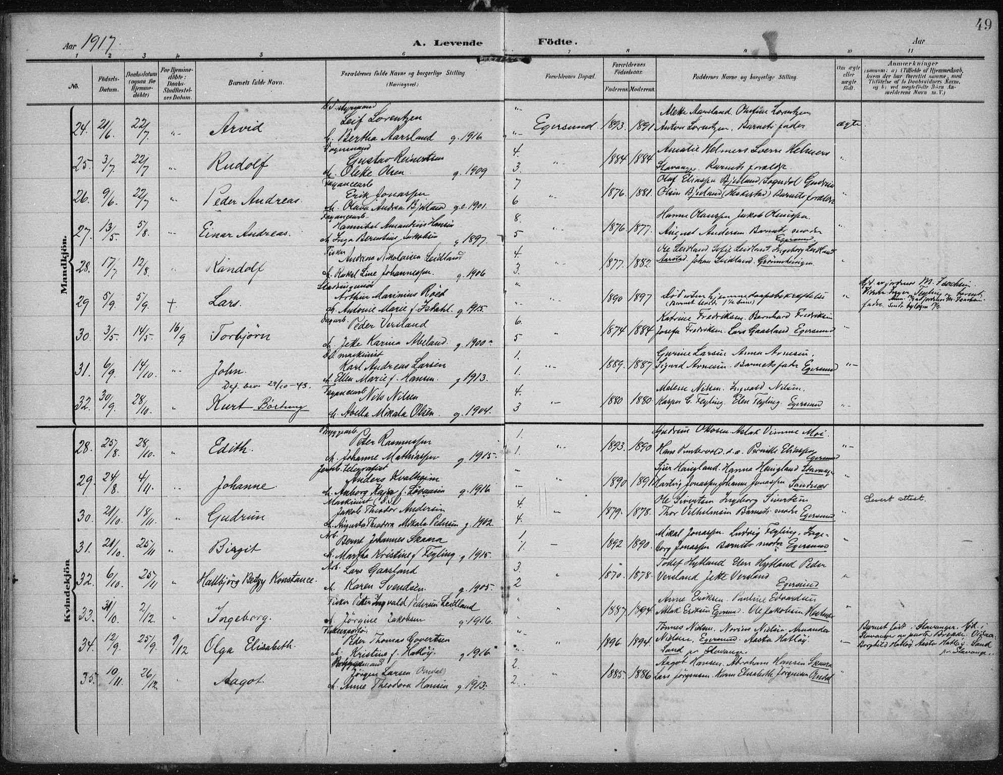 Eigersund sokneprestkontor, AV/SAST-A-101807/S08/L0022: Parish register (official) no. A 21, 1905-1928, p. 49