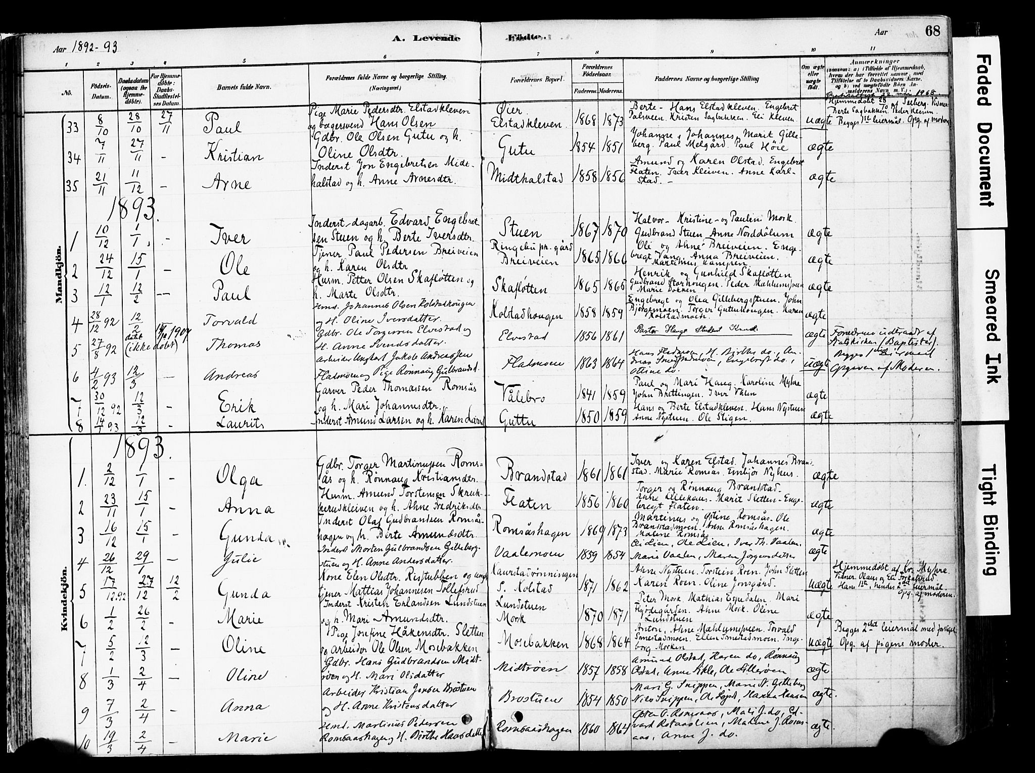 Ringebu prestekontor, SAH/PREST-082/H/Ha/Haa/L0008: Parish register (official) no. 8, 1878-1898, p. 68