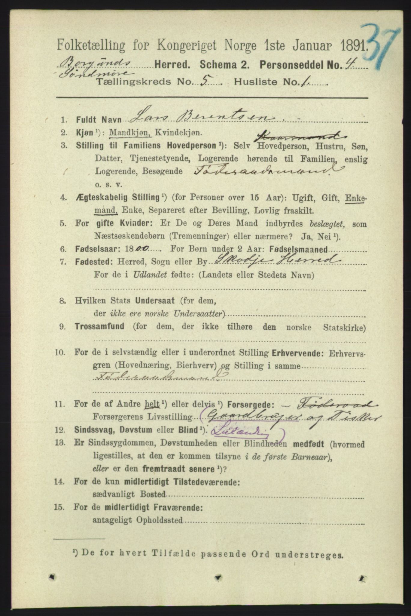 RA, 1891 census for 1531 Borgund, 1891, p. 1268