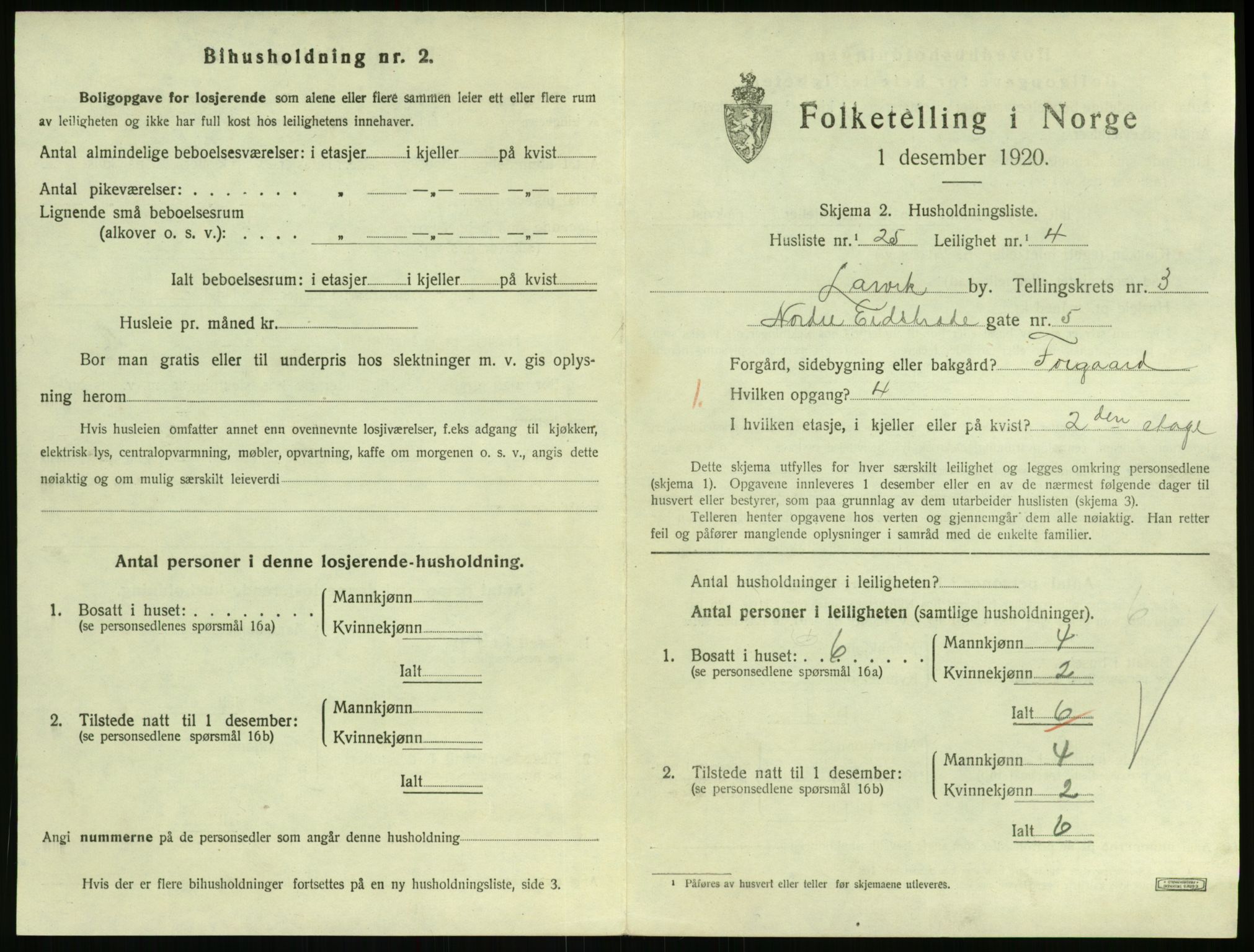 SAKO, 1920 census for Larvik, 1920, p. 3978