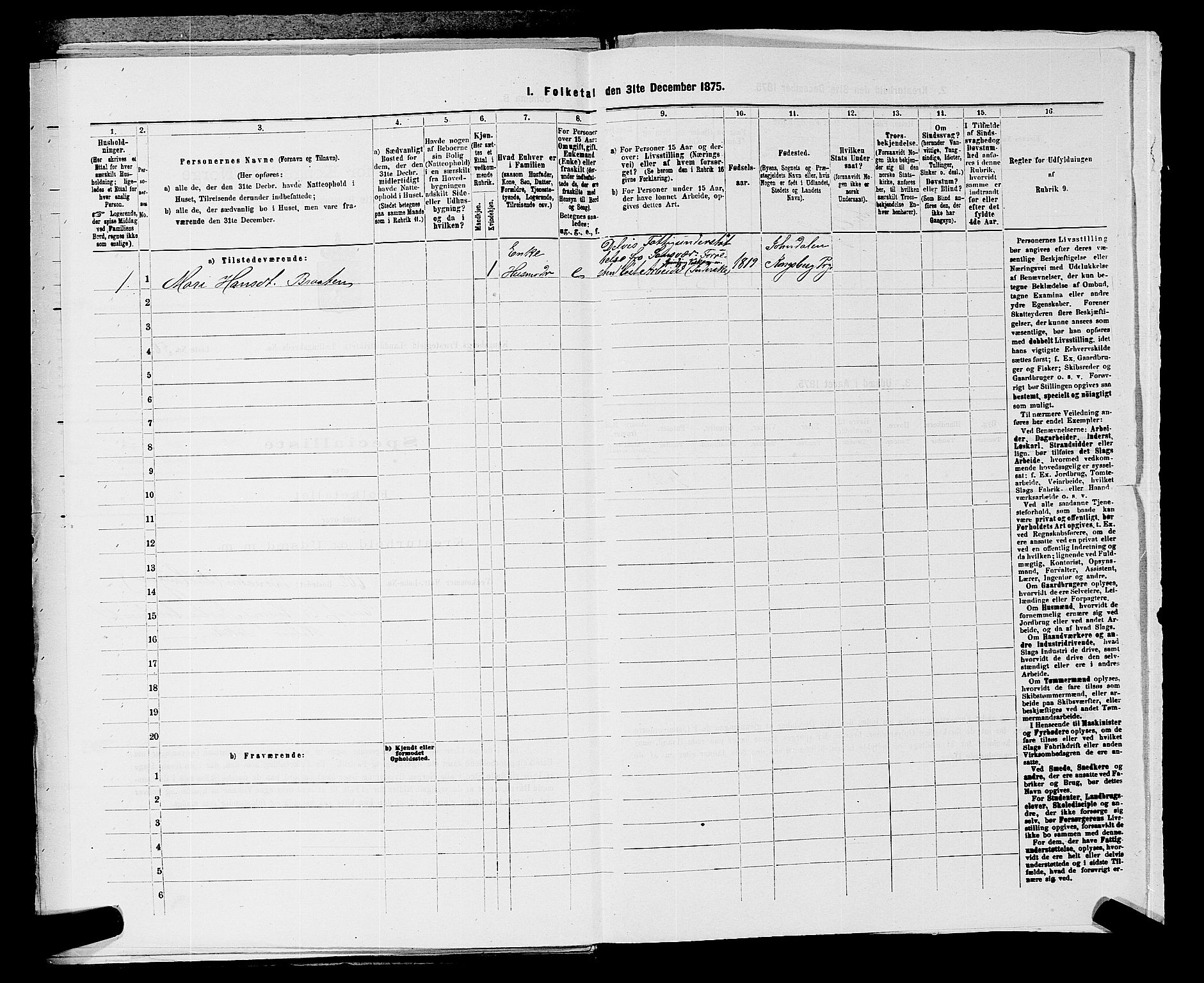 SAKO, 1875 census for 0692L Kongsberg/Kongsberg, 1875, p. 158