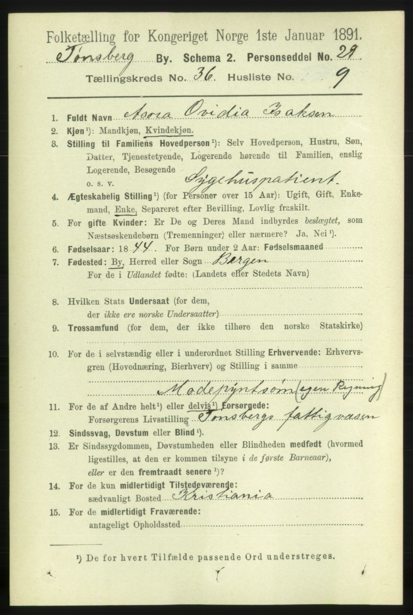 RA, 1891 census for 0705 Tønsberg, 1891, p. 7970