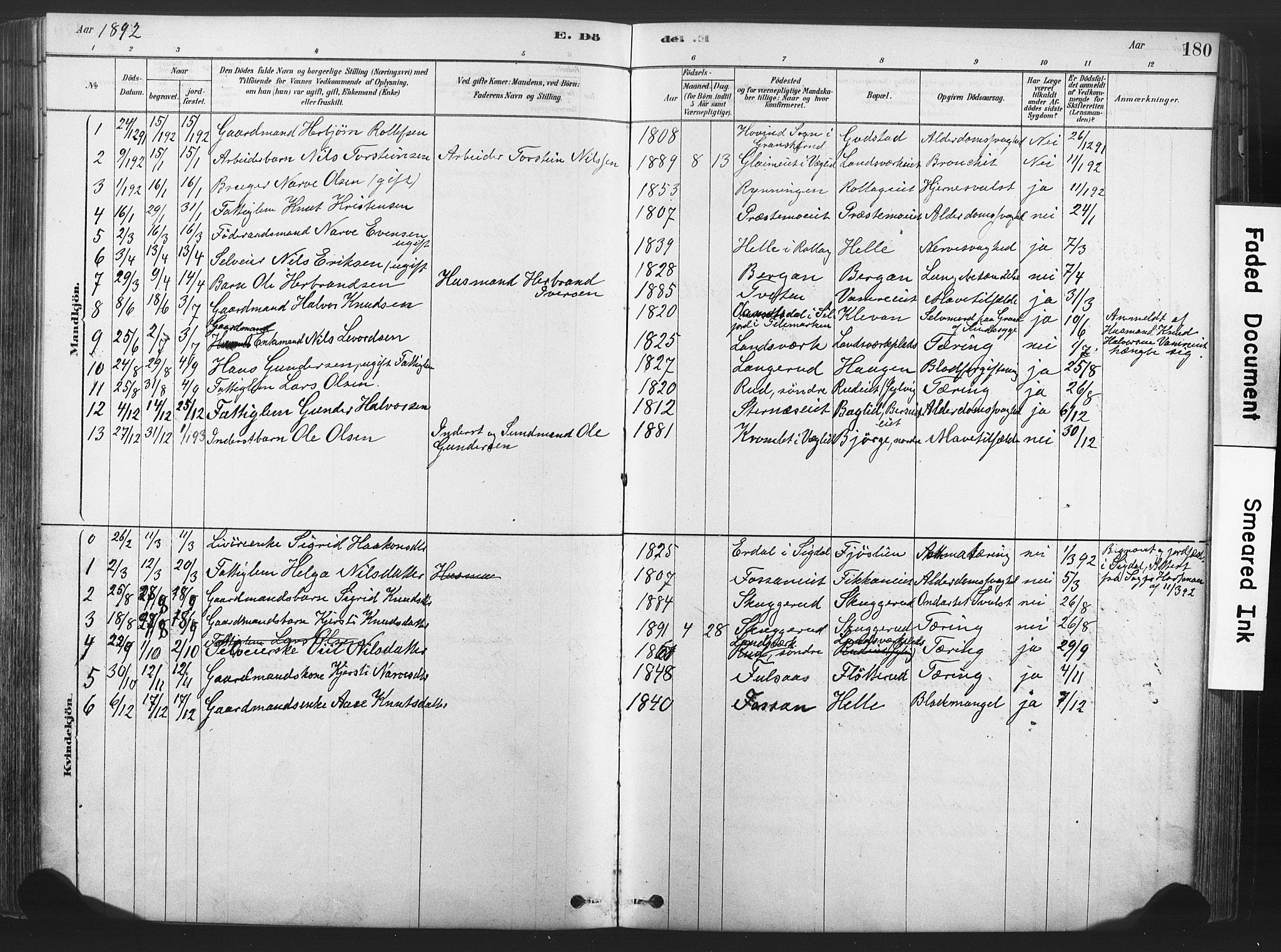 Rollag kirkebøker, AV/SAKO-A-240/F/Fa/L0011: Parish register (official) no. I 11, 1878-1902, p. 180