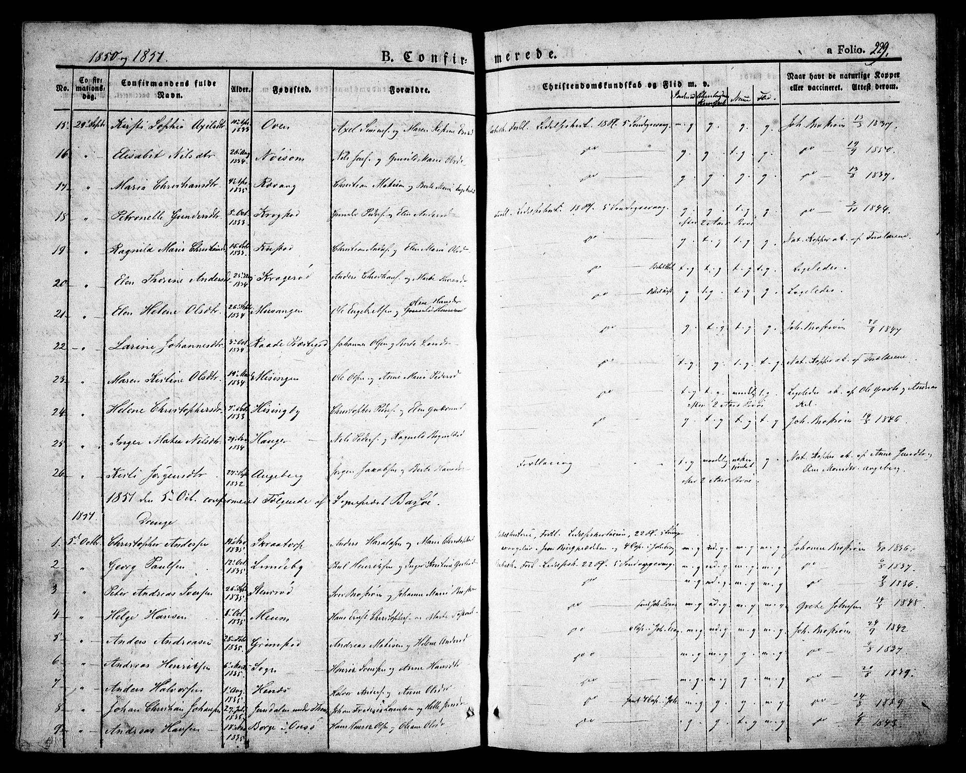 Råde prestekontor kirkebøker, AV/SAO-A-2009/F/Fa/L0005: Parish register (official) no. 5, 1830-1853, p. 229