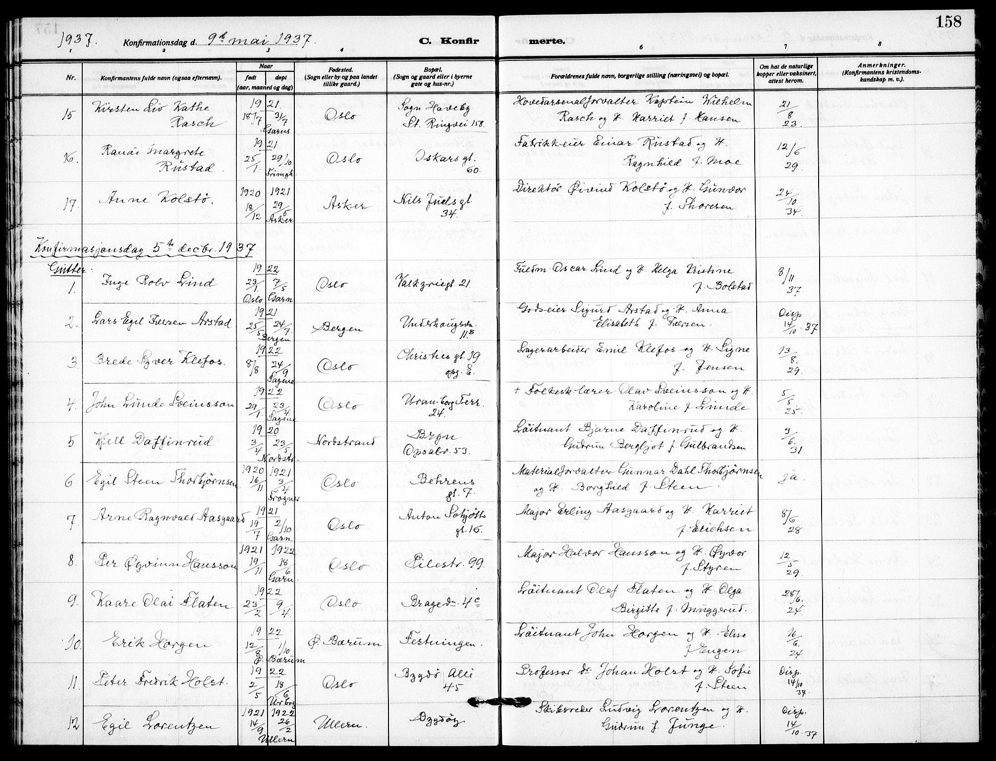 Garnisonsmenigheten Kirkebøker, AV/SAO-A-10846/F/Fa/L0017: Parish register (official) no. 17, 1926-1937, p. 158