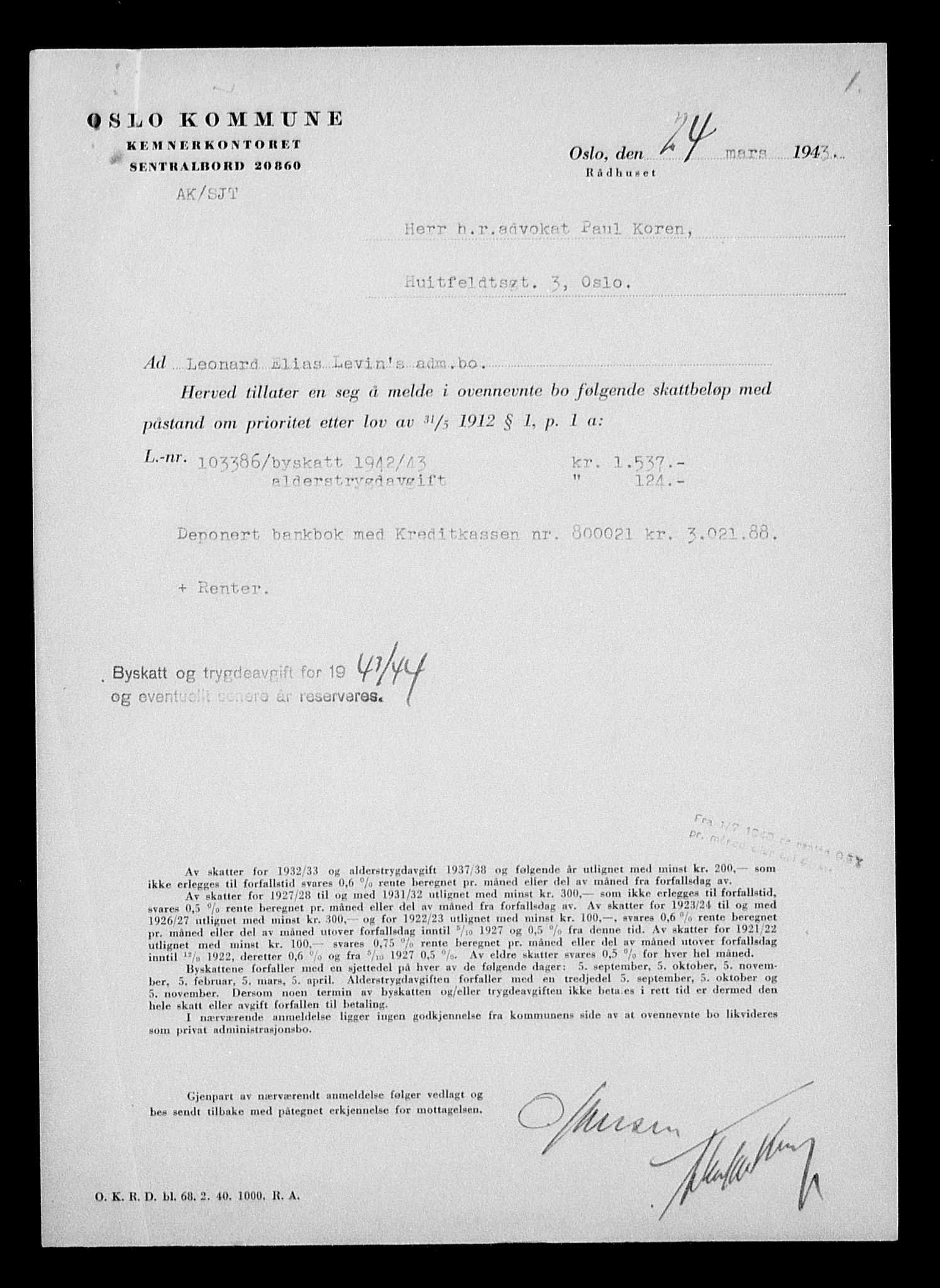 Justisdepartementet, Tilbakeføringskontoret for inndratte formuer, AV/RA-S-1564/H/Hc/Hcc/L0957: --, 1945-1947, p. 316