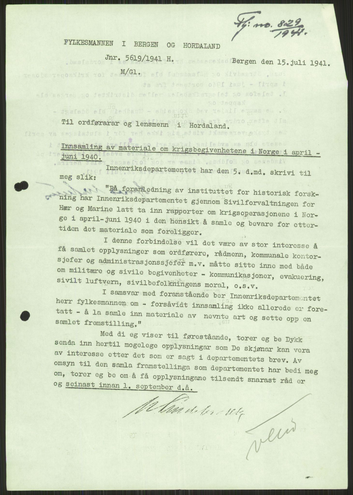 Forsvaret, Forsvarets krigshistoriske avdeling, AV/RA-RAFA-2017/Y/Ya/L0015: II-C-11-31 - Fylkesmenn.  Rapporter om krigsbegivenhetene 1940., 1940, p. 308