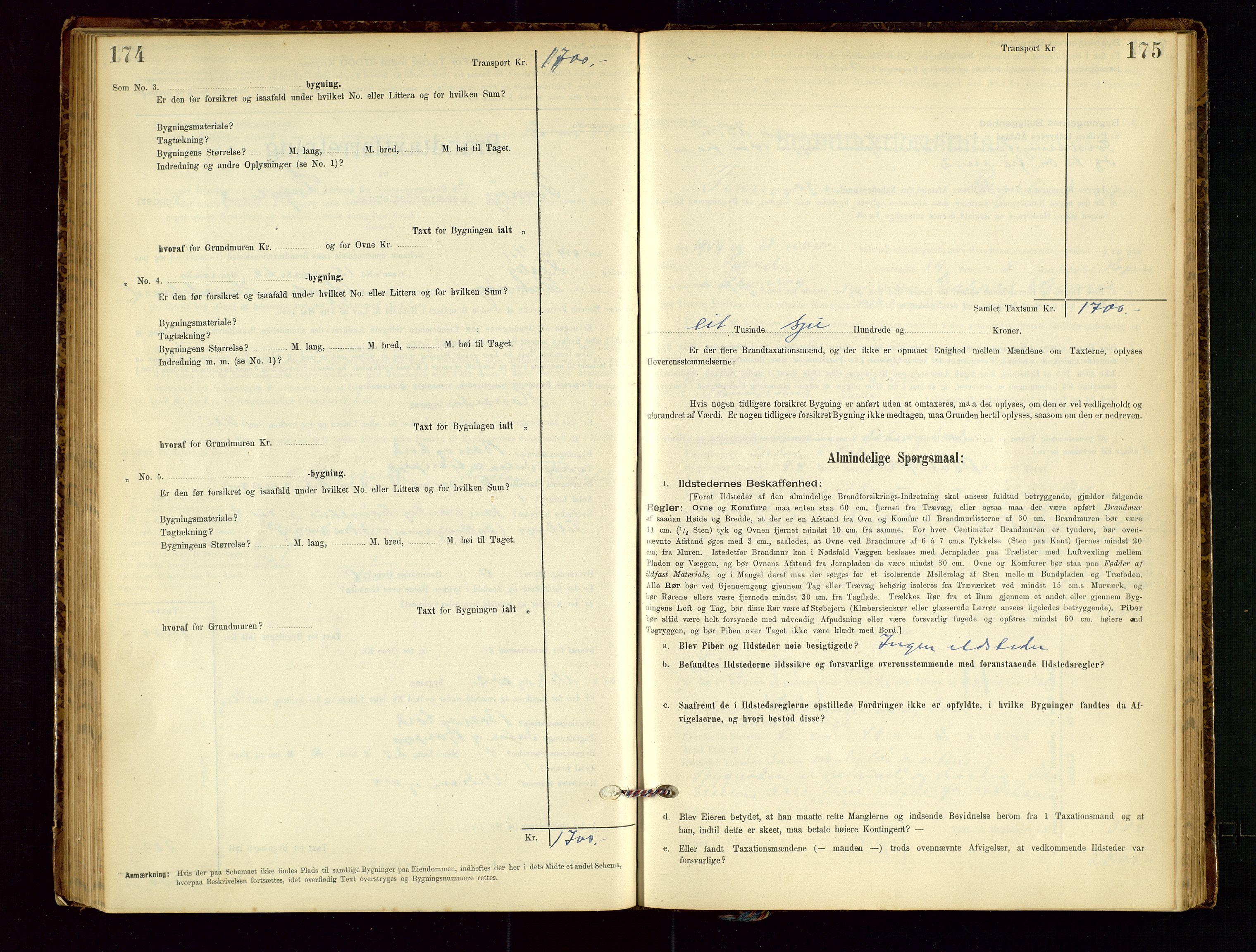 Finnøy lensmannskontor, AV/SAST-A-100442/Goa/L0003: Branntakstprotokoll - skjemaprotokoll, 1896-1954, p. 174-175