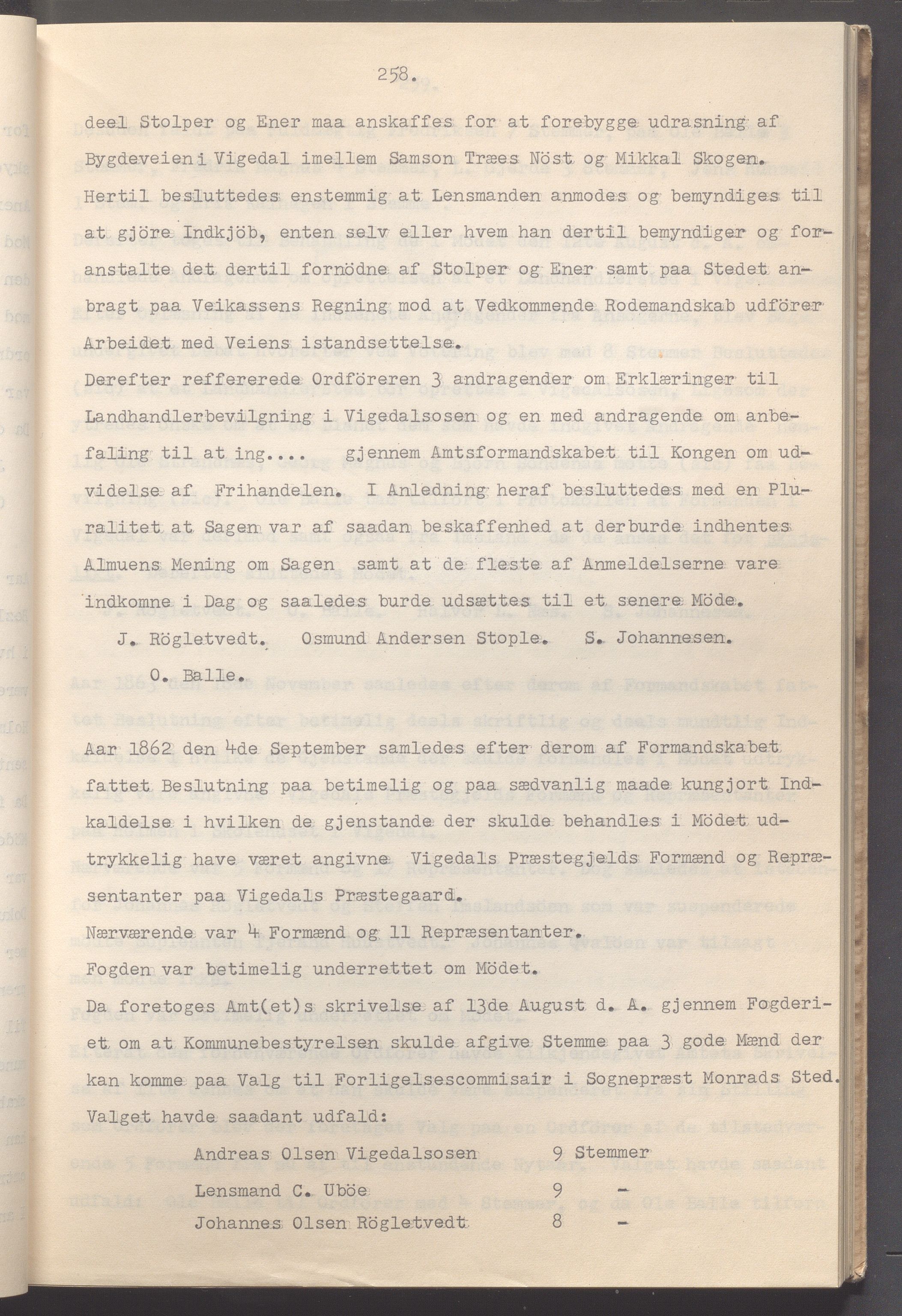 Vikedal kommune - Formannskapet, IKAR/K-100598/A/Ac/L0002: Avskrift av møtebok, 1862-1874, p. 258