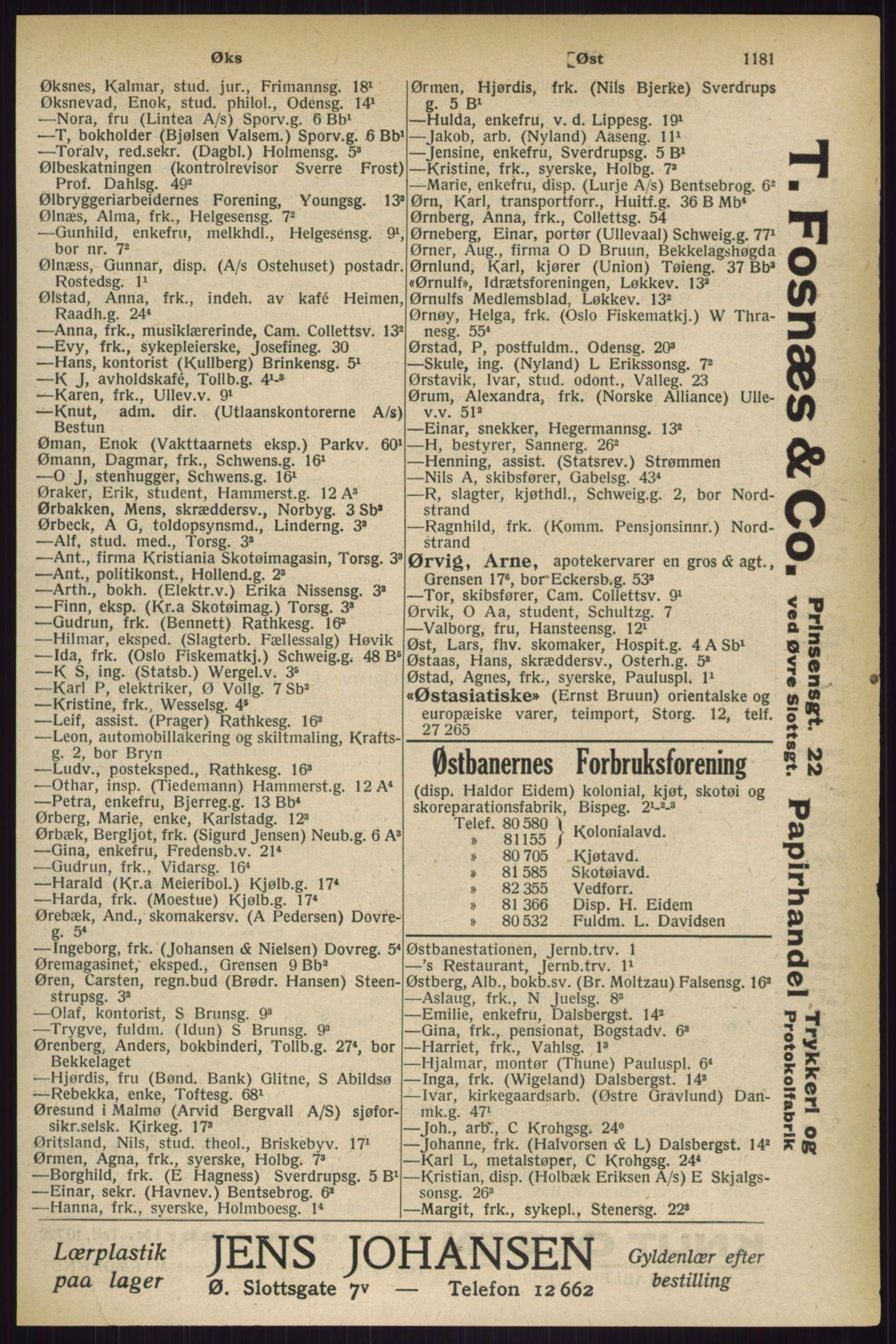 Kristiania/Oslo adressebok, PUBL/-, 1927, p. 1181