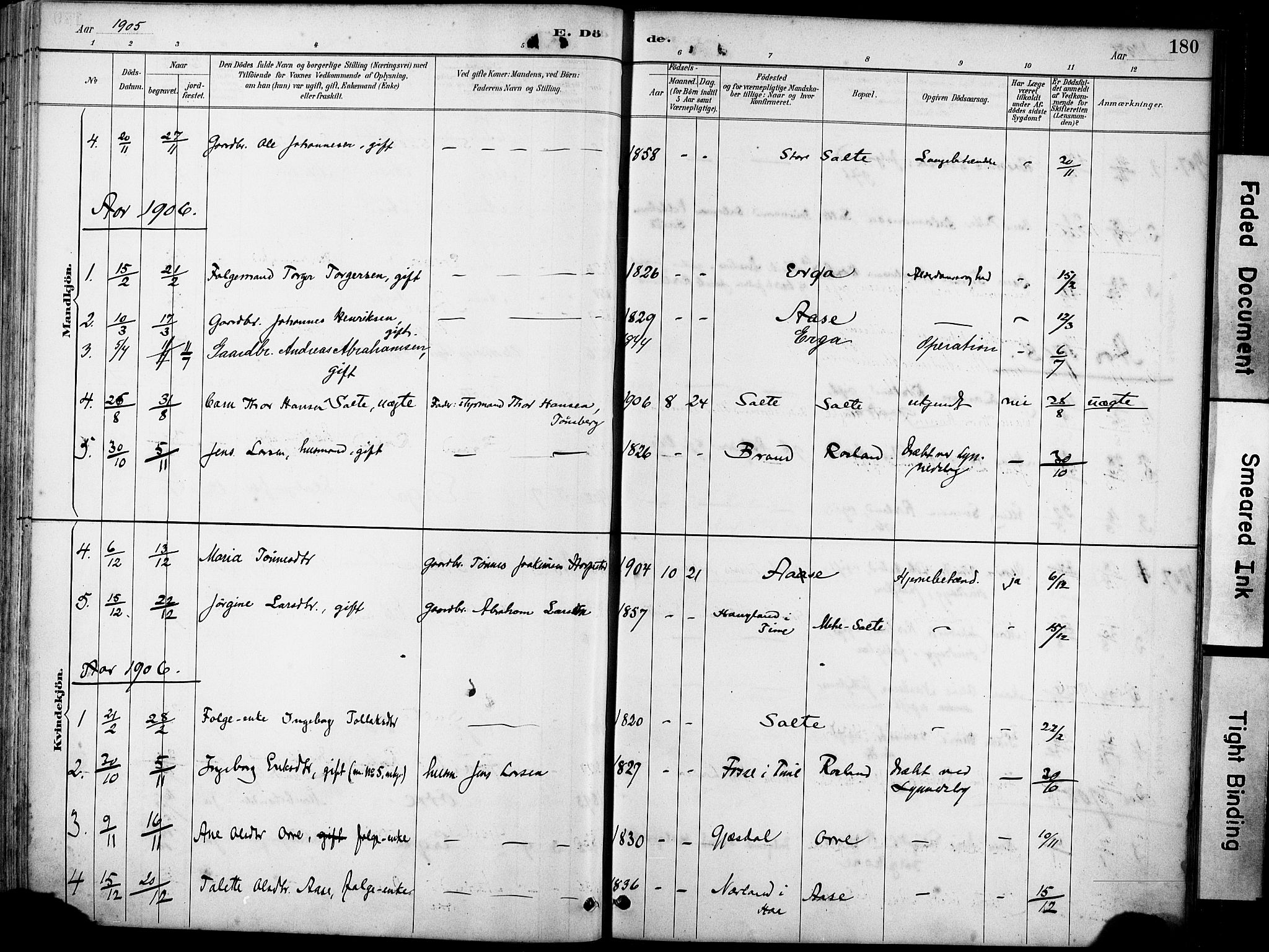 Klepp sokneprestkontor, SAST/A-101803/001/3/30BA/L0007: Parish register (official) no. A 8, 1886-1912, p. 180