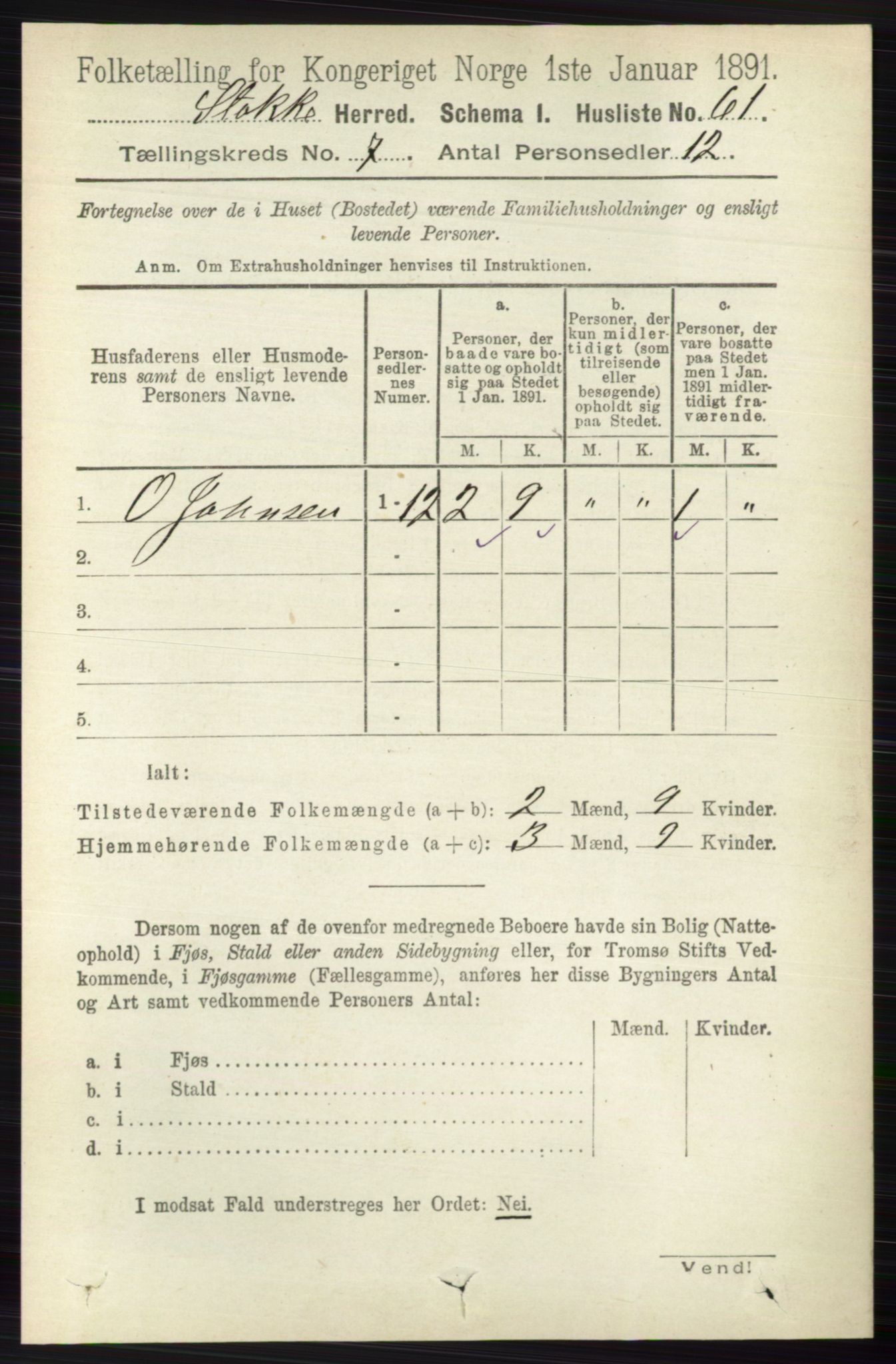 RA, 1891 census for 0720 Stokke, 1891, p. 4568