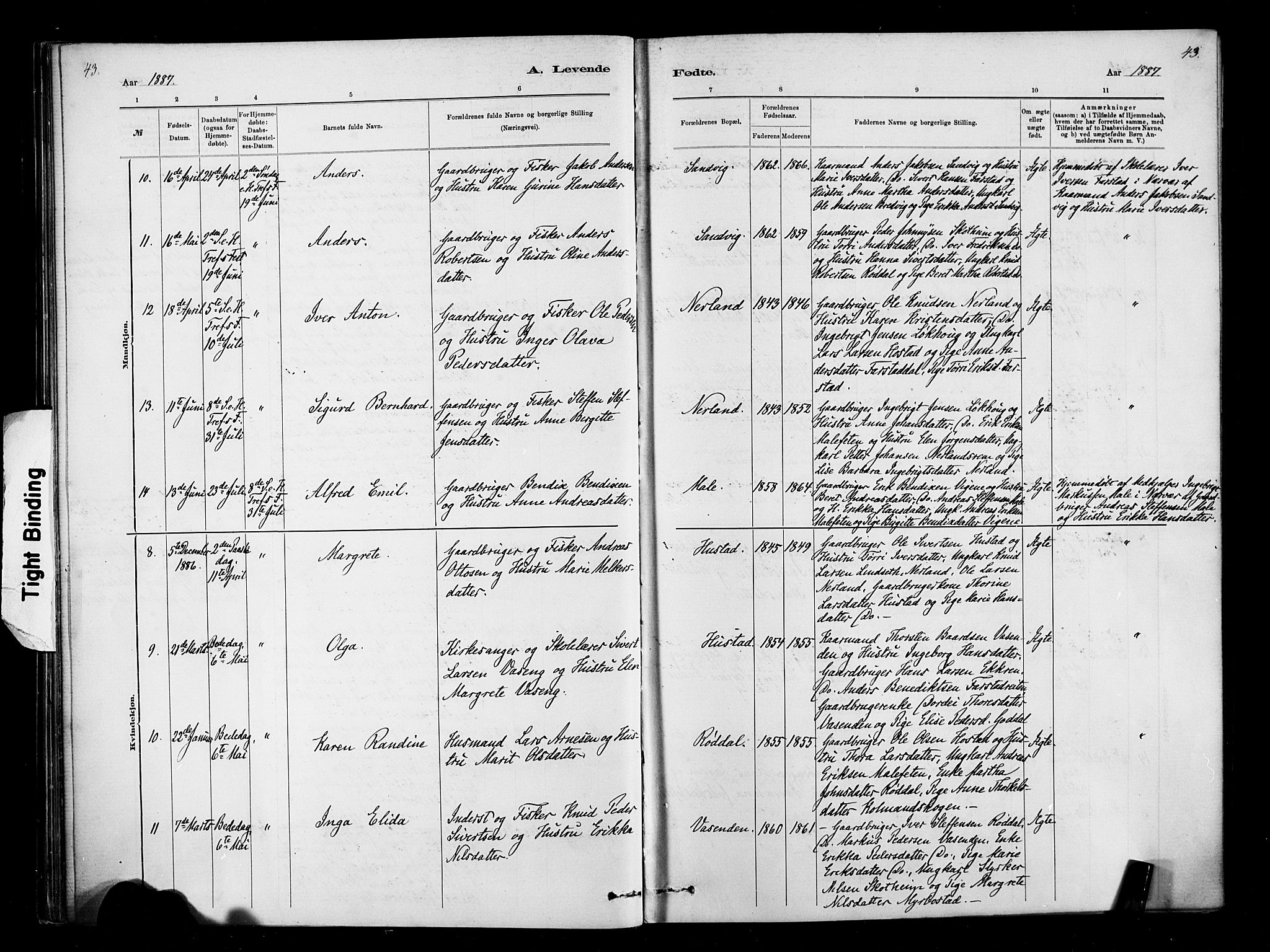 Ministerialprotokoller, klokkerbøker og fødselsregistre - Møre og Romsdal, AV/SAT-A-1454/567/L0778: Parish register (official) no. 567A01, 1881-1903, p. 43