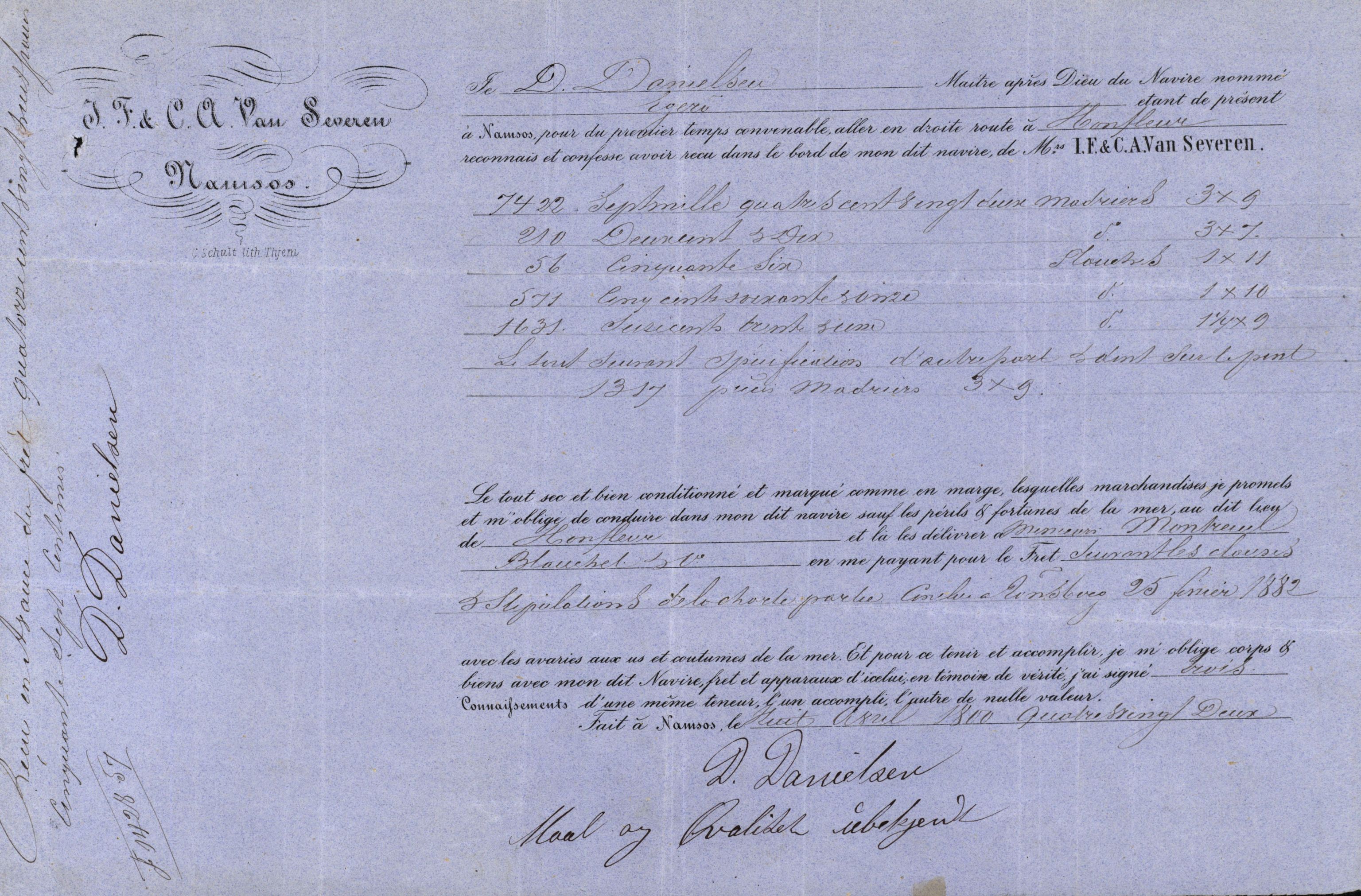 Pa 63 - Østlandske skibsassuranceforening, VEMU/A-1079/G/Ga/L0015/0003: Havaridokumenter / Egerøen, 1882