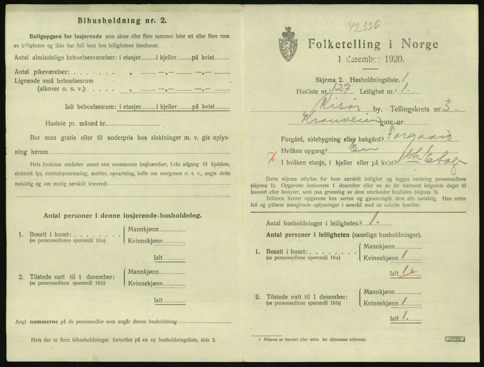 SAK, 1920 census for Risør, 1920, p. 2887