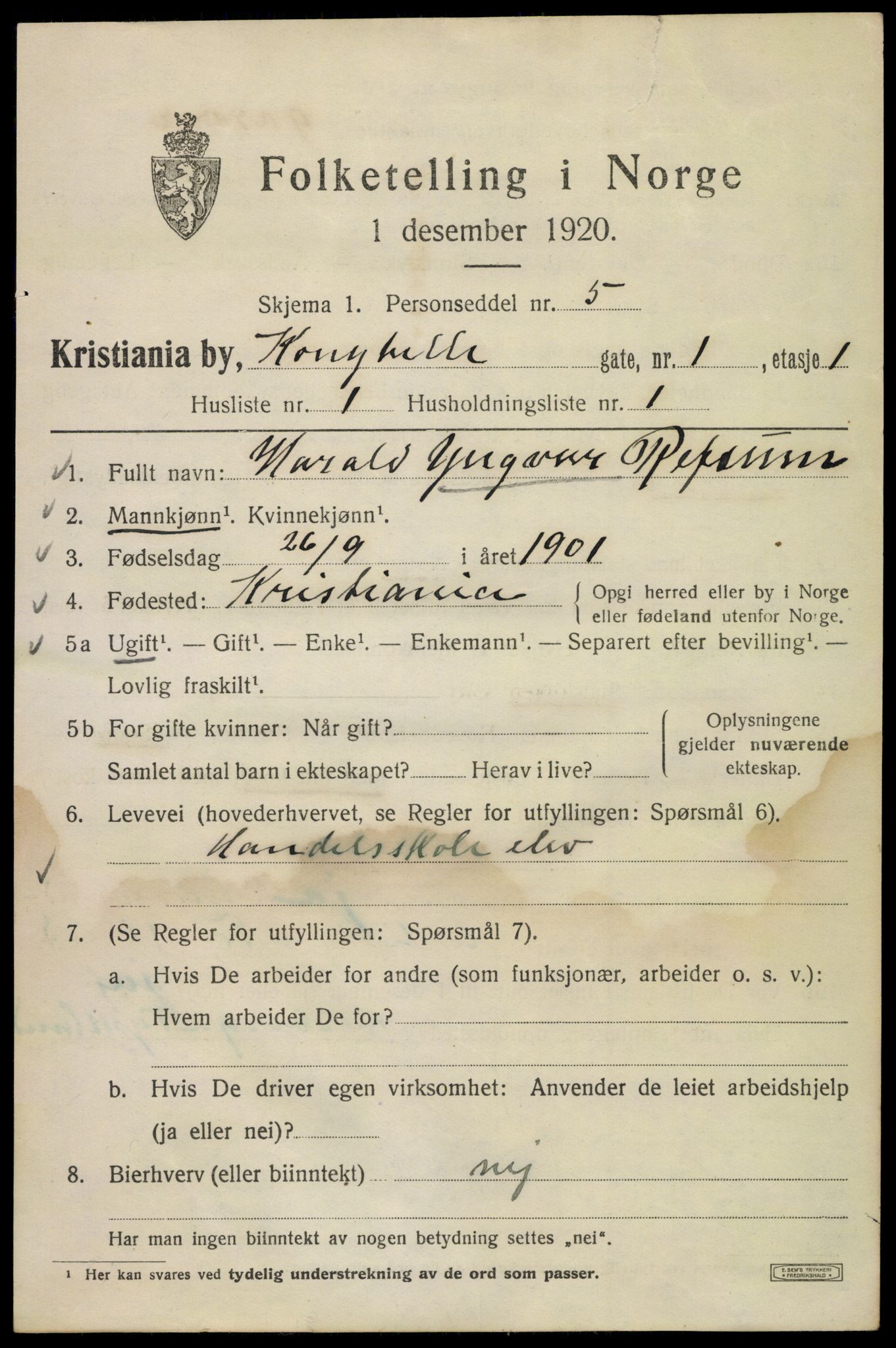 SAO, 1920 census for Kristiania, 1920, p. 346745