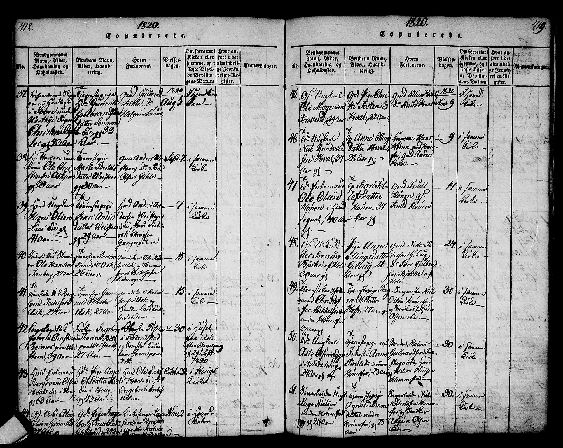 Norderhov kirkebøker, SAKO/A-237/G/Ga/L0002: Parish register (copy) no. I 2, 1814-1867, p. 418-419
