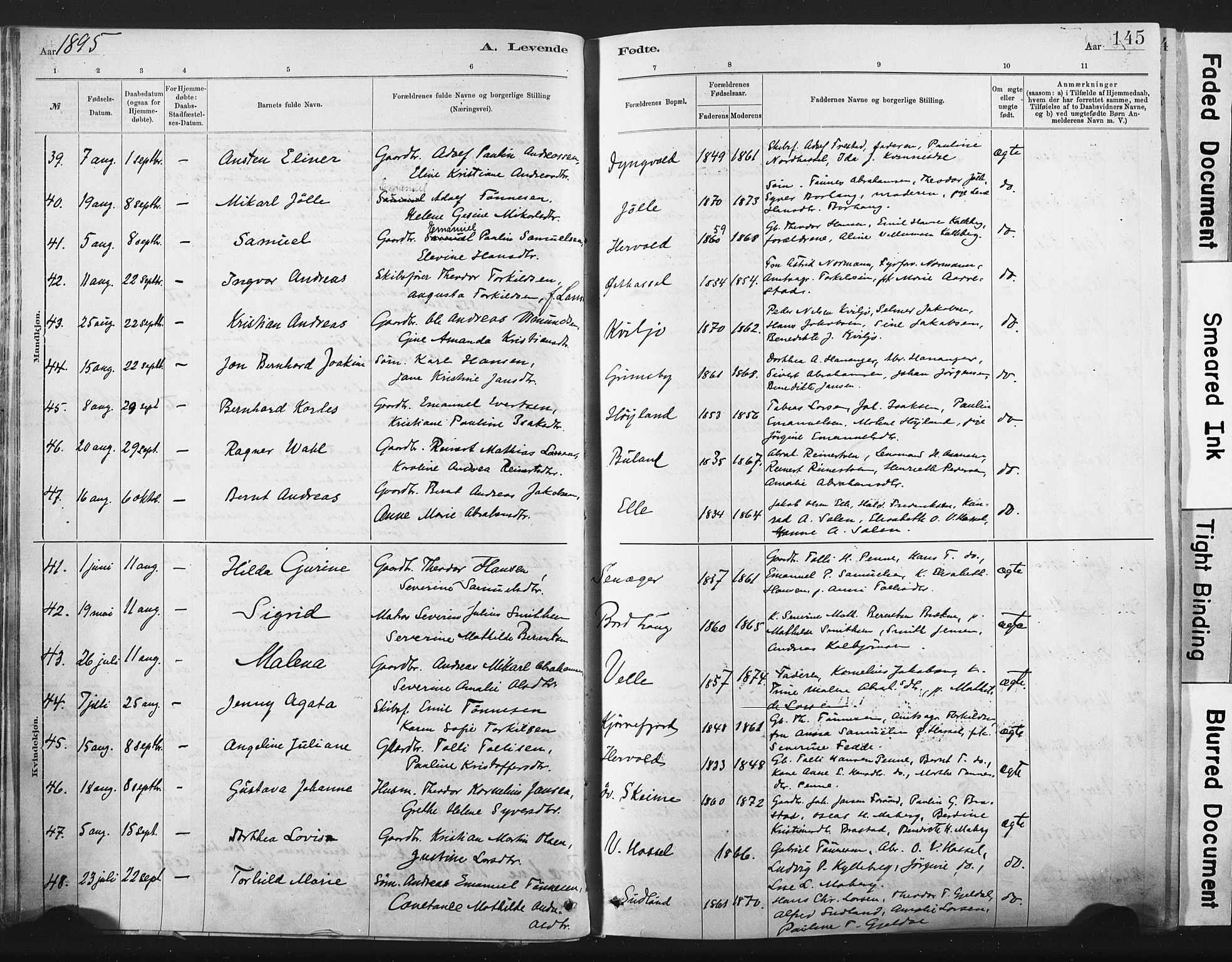 Lista sokneprestkontor, AV/SAK-1111-0027/F/Fa/L0012: Parish register (official) no. A 12, 1879-1903, p. 145