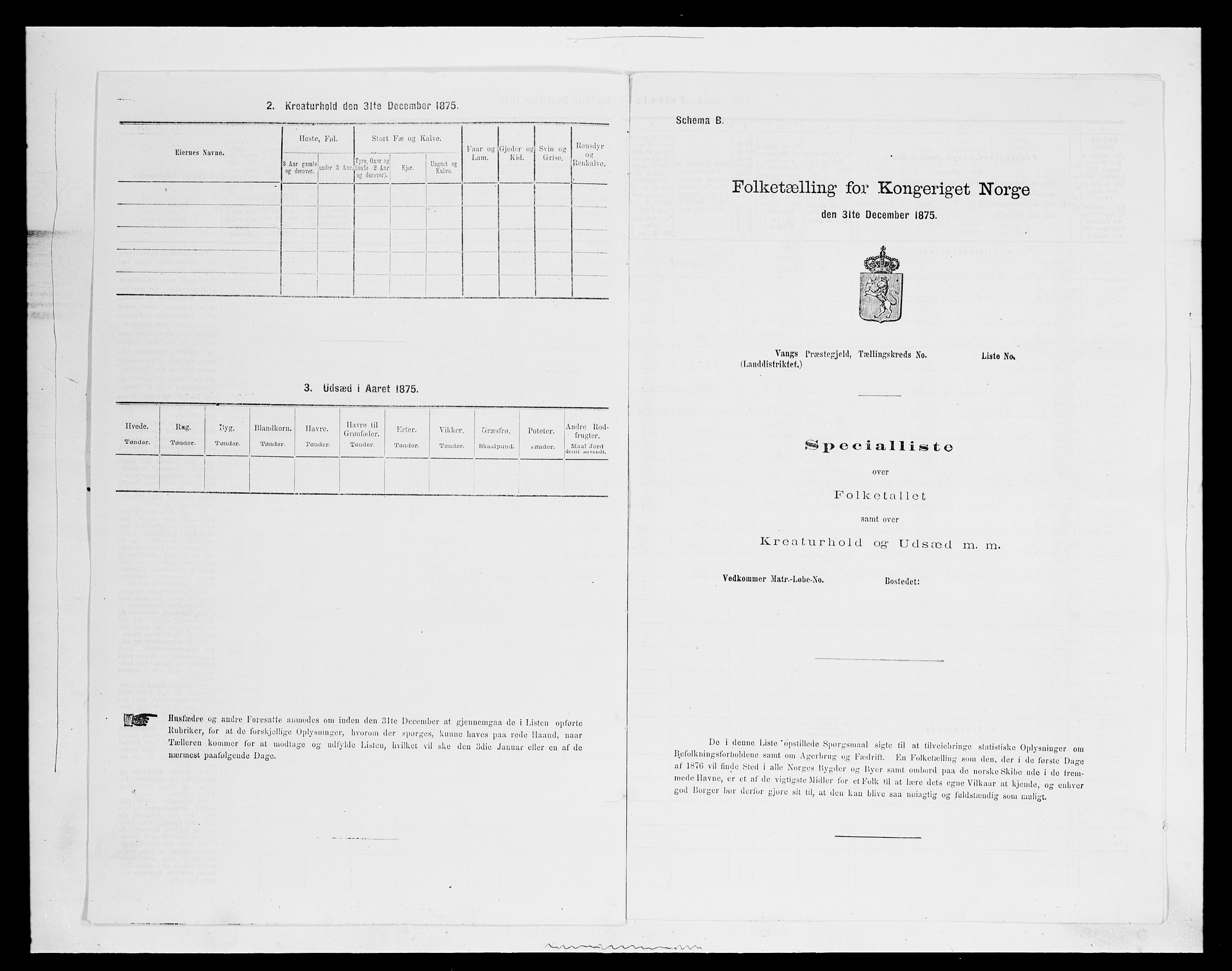 SAH, 1875 census for 0414L Vang/Vang og Furnes, 1875, p. 1498