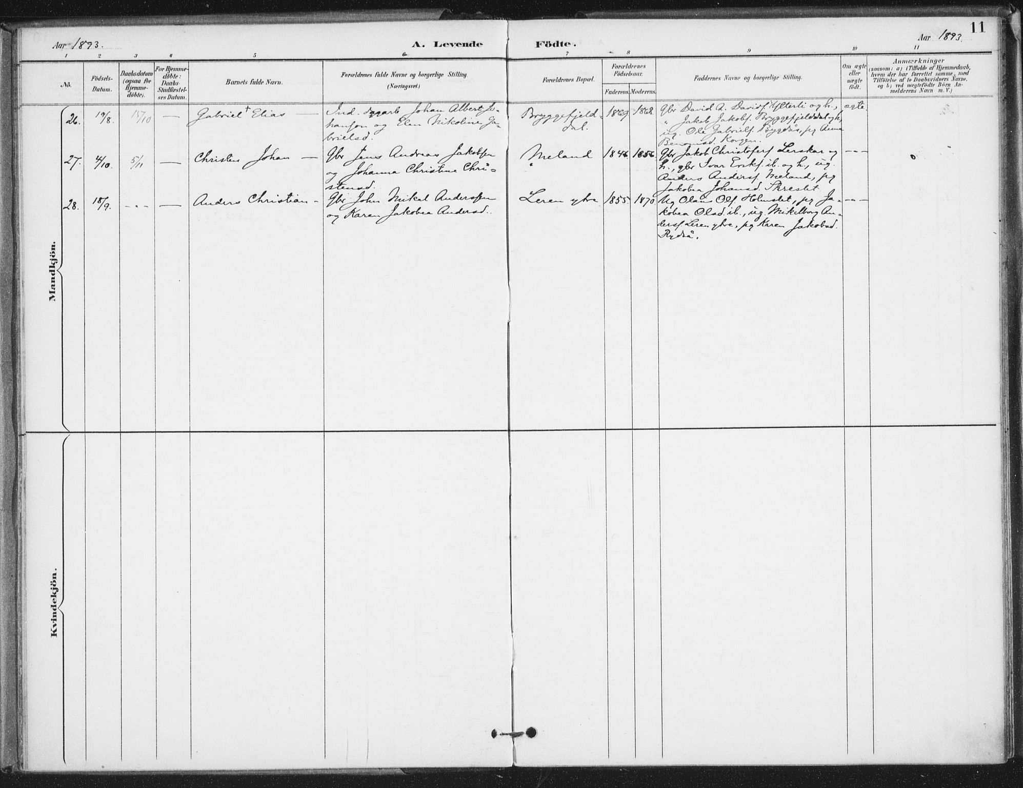 Ministerialprotokoller, klokkerbøker og fødselsregistre - Nordland, SAT/A-1459/826/L0380: Parish register (official) no. 826A03, 1891-1911, p. 11