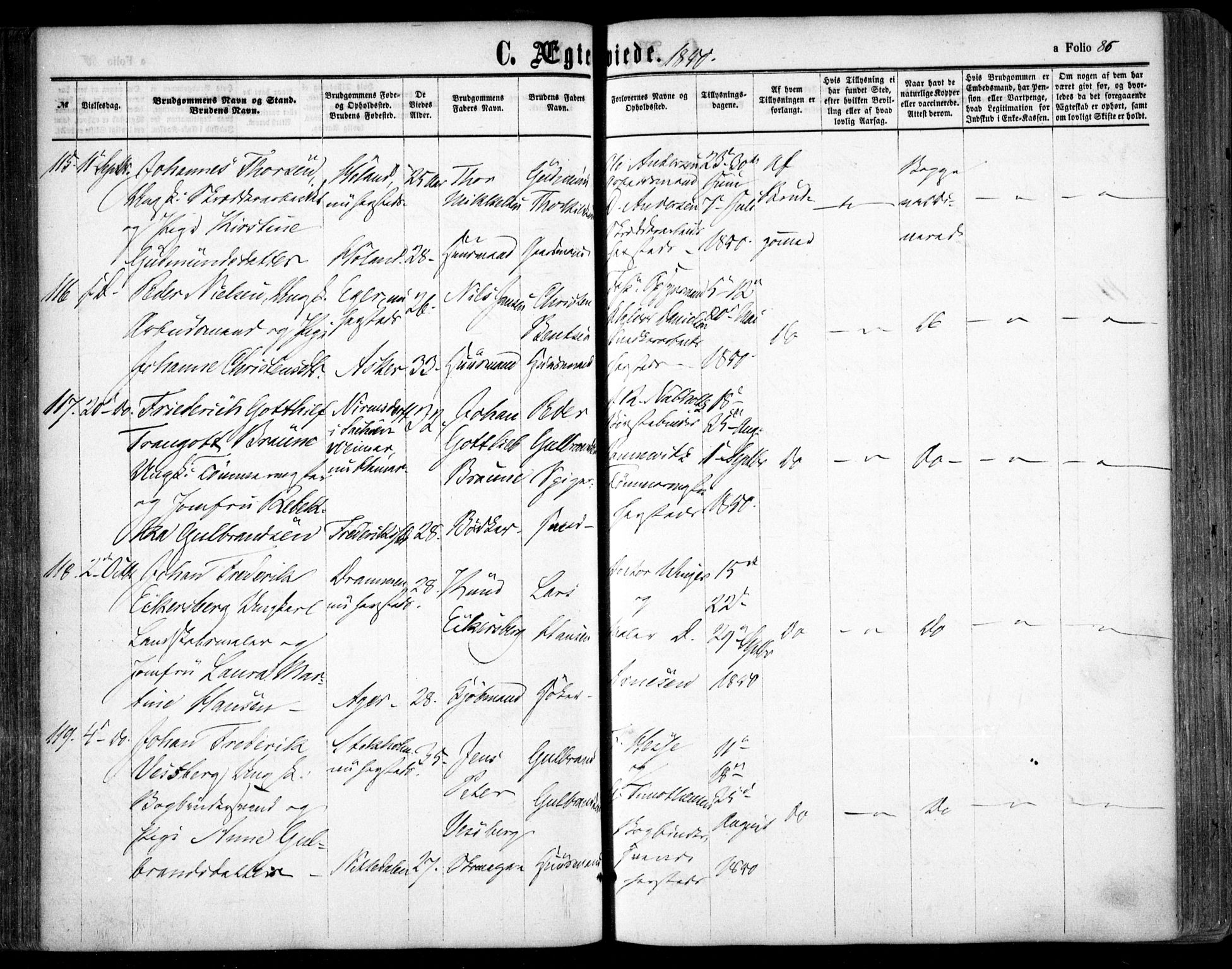 Oslo domkirke Kirkebøker, SAO/A-10752/F/Fa/L0020: Parish register (official) no. 20, 1848-1865, p. 86