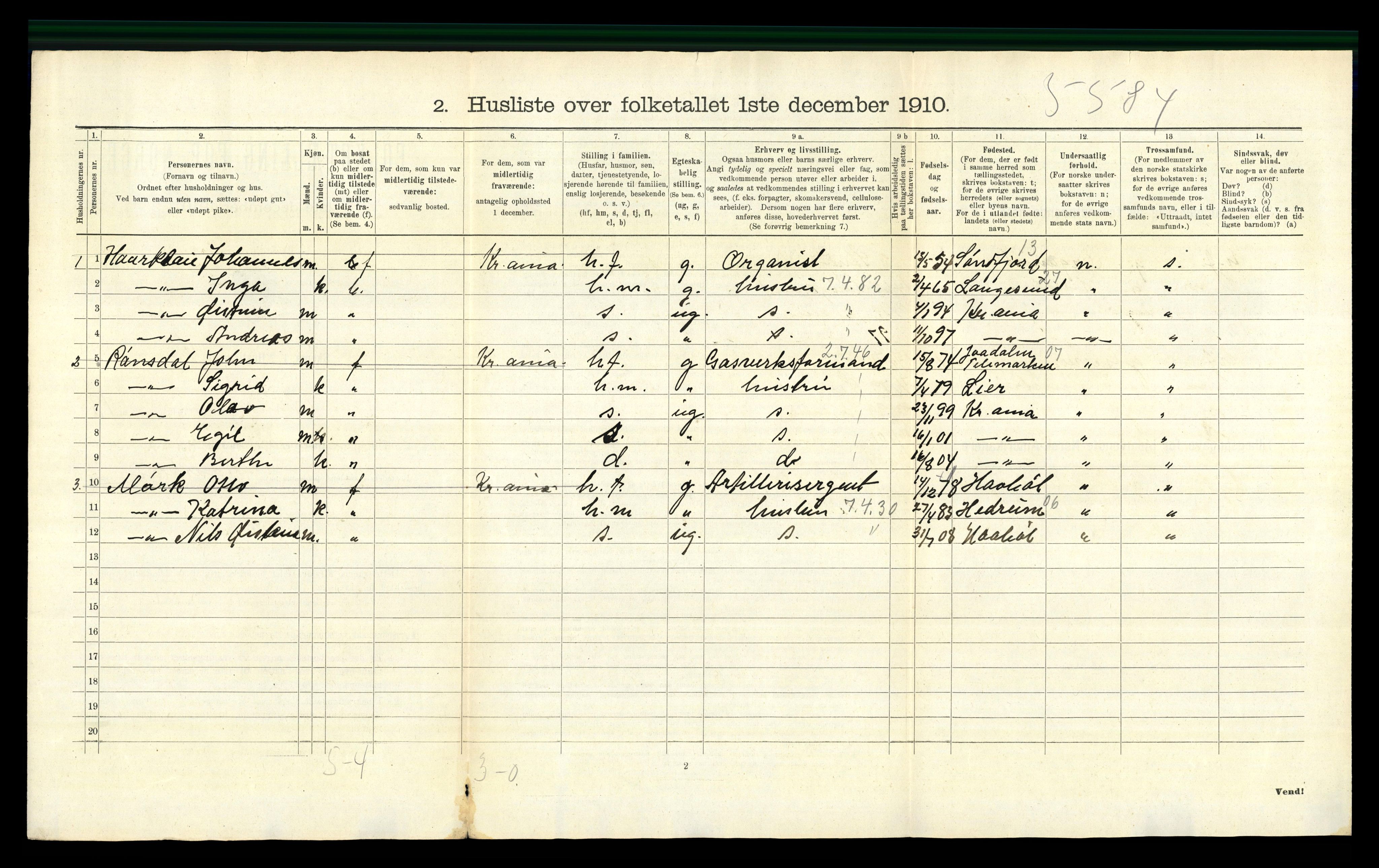 RA, 1910 census for Aker, 1910, p. 5544