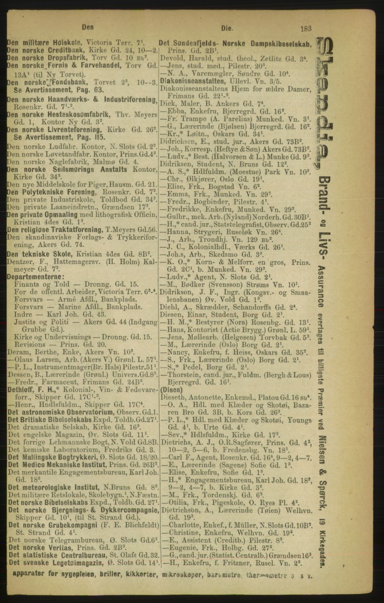 Kristiania/Oslo adressebok, PUBL/-, 1888, p. 183