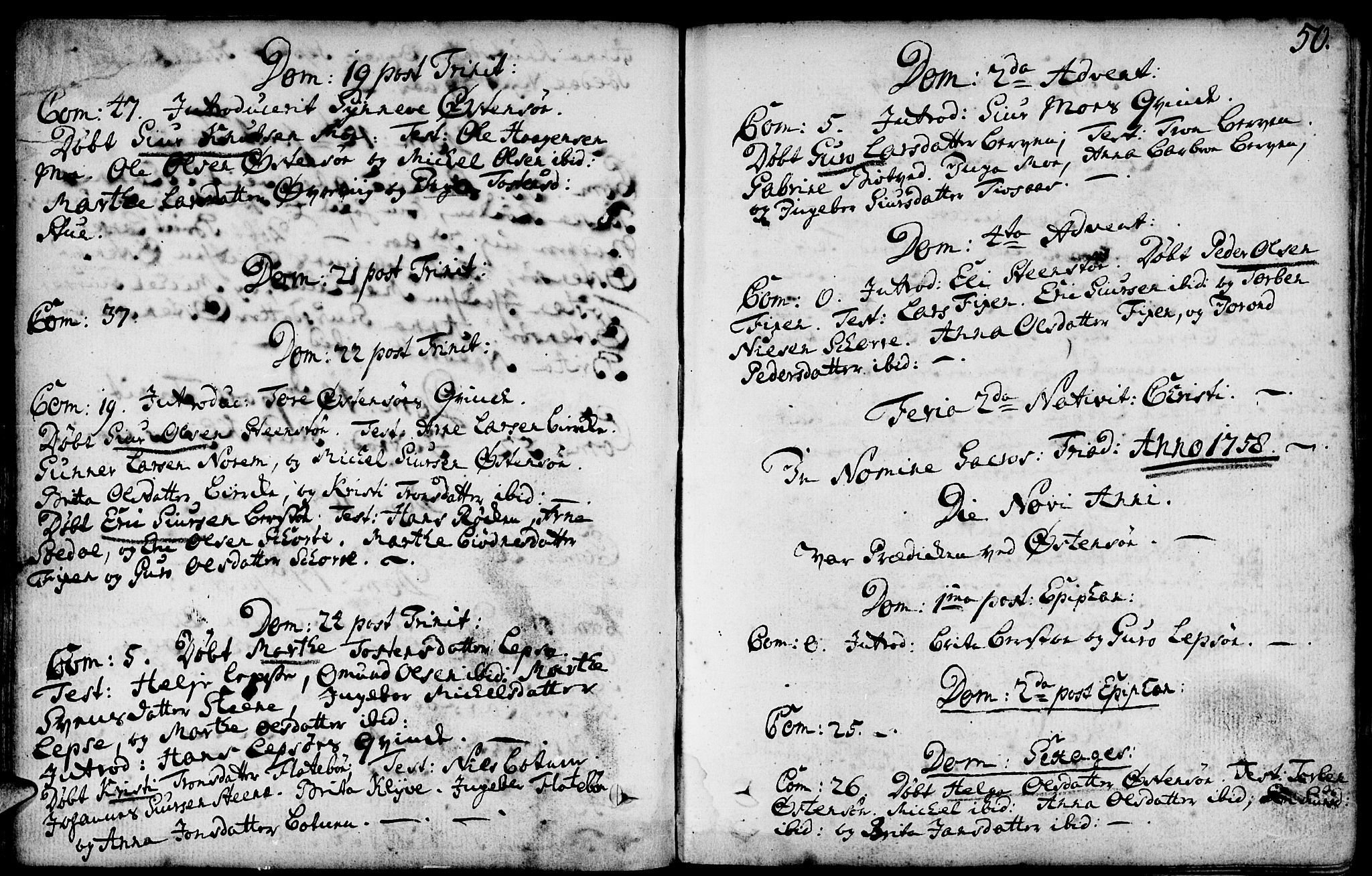 Kvam sokneprestembete, SAB/A-76201/H/Haa: Parish register (official) no. A 3, 1743-1795, p. 50