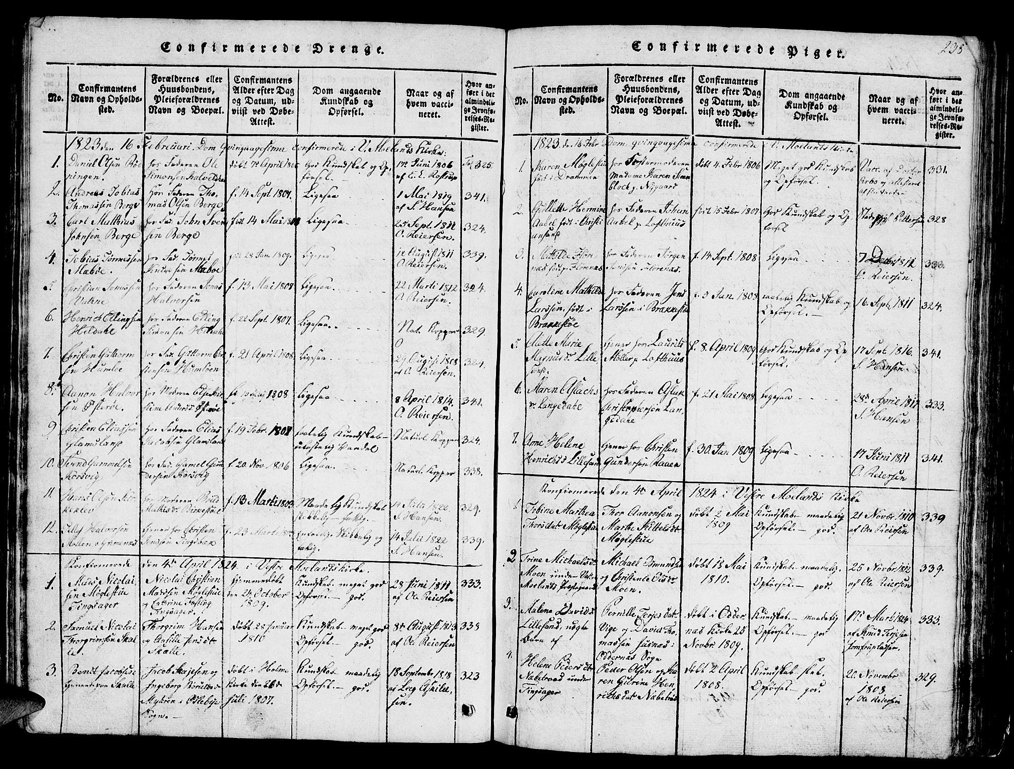 Vestre Moland sokneprestkontor, SAK/1111-0046/F/Fb/Fbb/L0001: Parish register (copy) no. B 1, 1816-1851, p. 238