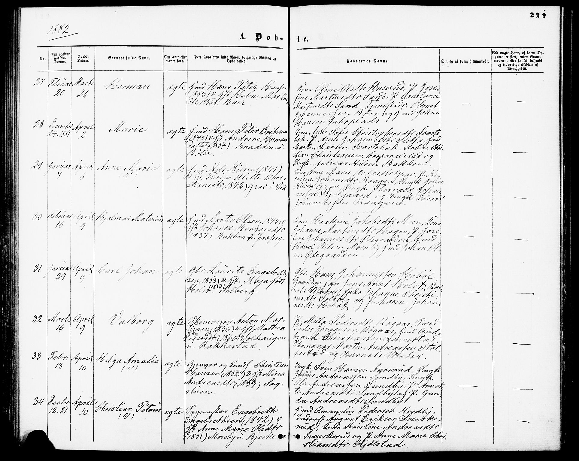 Enebakk prestekontor Kirkebøker, SAO/A-10171c/F/Fa/L0011: Parish register (official) no. I 11, 1862-1882, p. 229