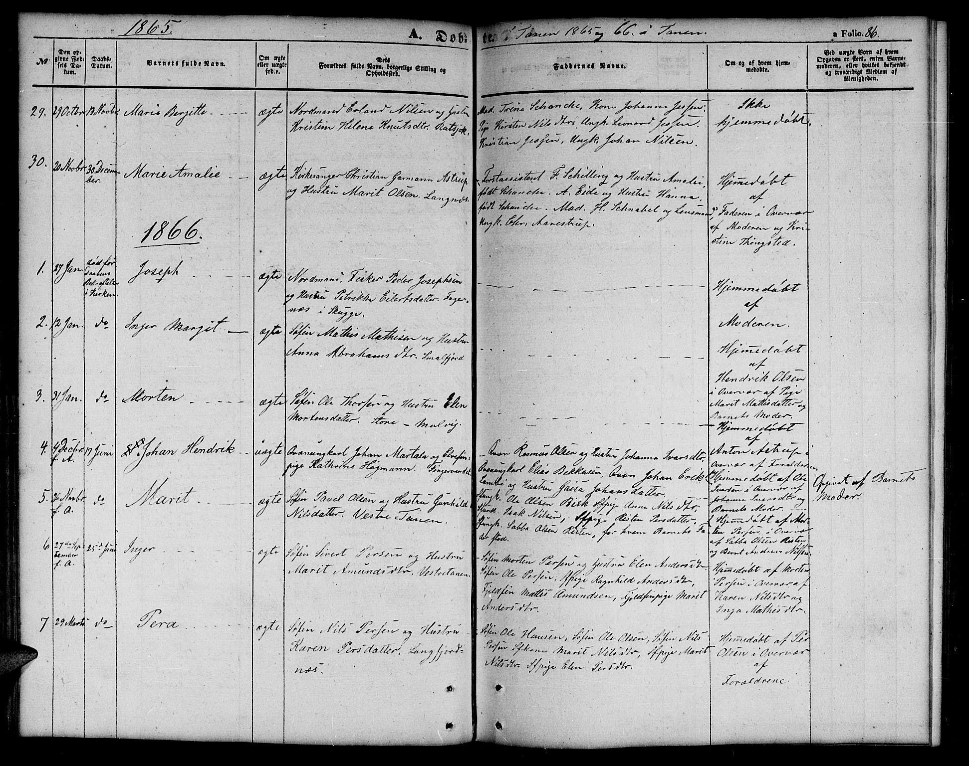 Tana sokneprestkontor, SATØ/S-1334/H/Hb/L0001klokker: Parish register (copy) no. 1 /1, 1853-1867, p. 86